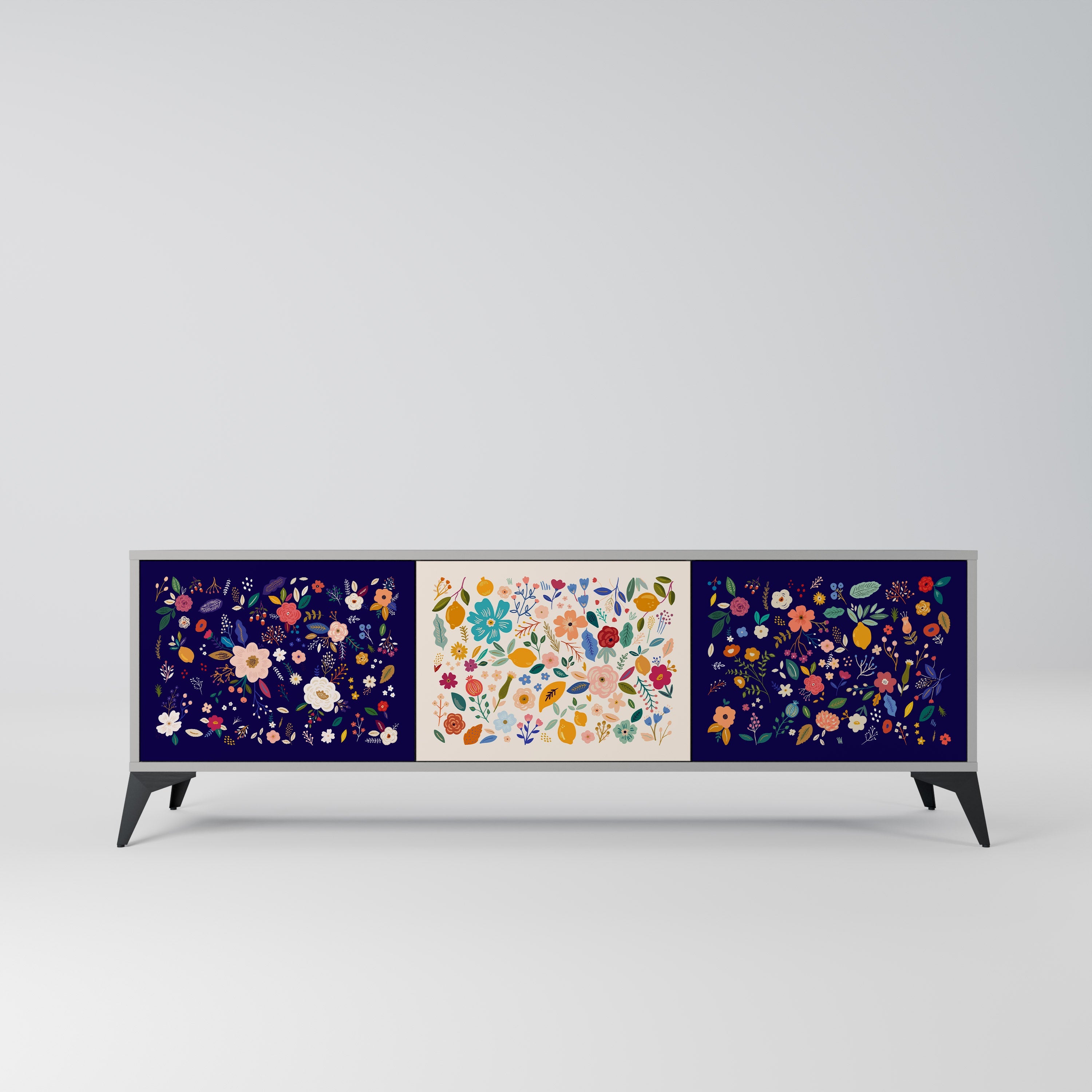 FLORAL COMBINATION TV-Lowboard mit 3 Türen in Grau