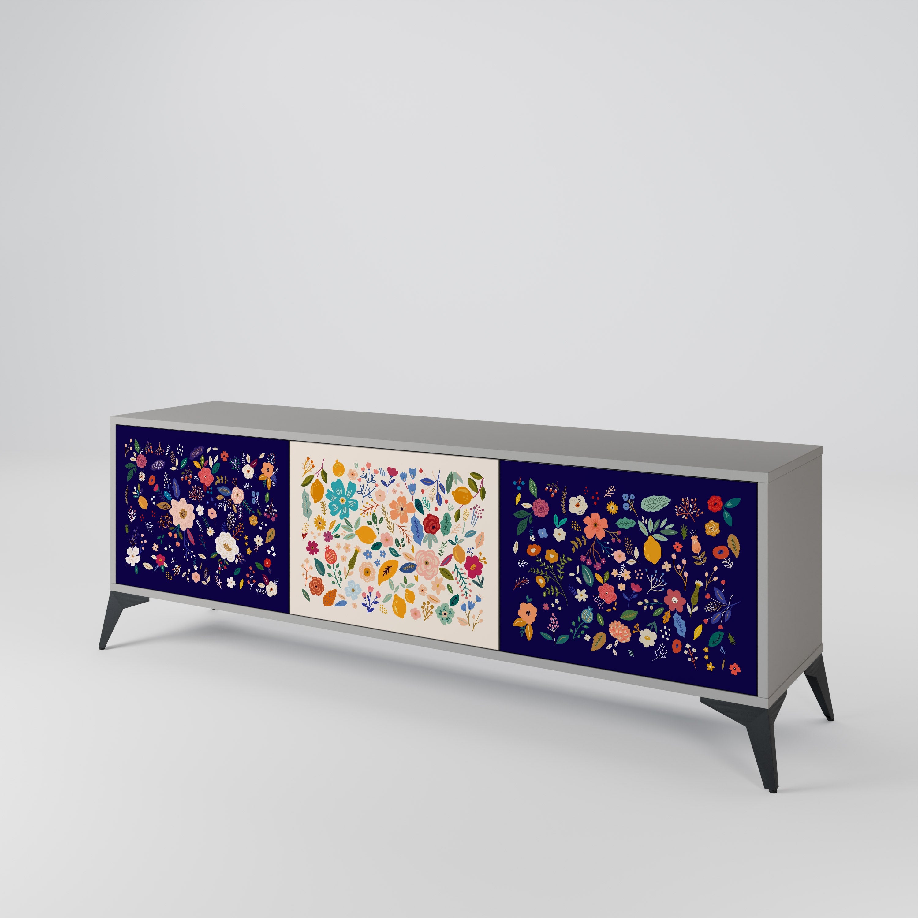 FLORAL COMBINATION TV-Lowboard mit 3 Türen in Grau