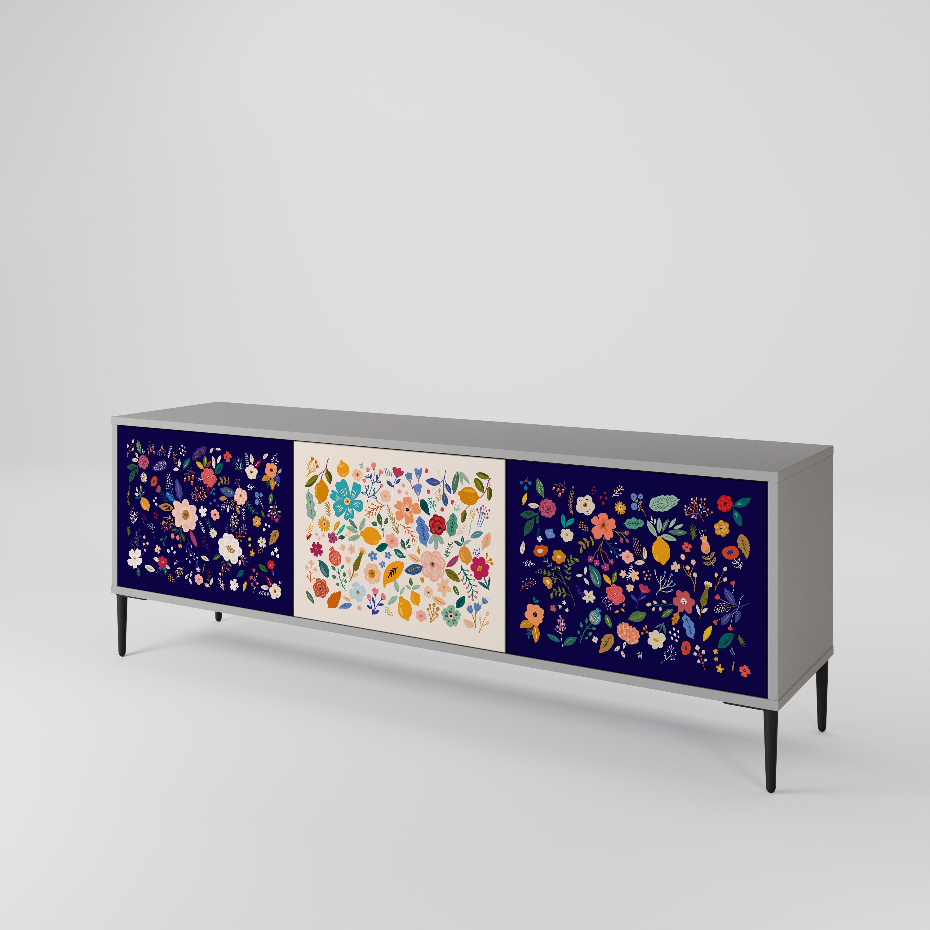 FLORAL COMBINATION 3-Door TV Cabinet