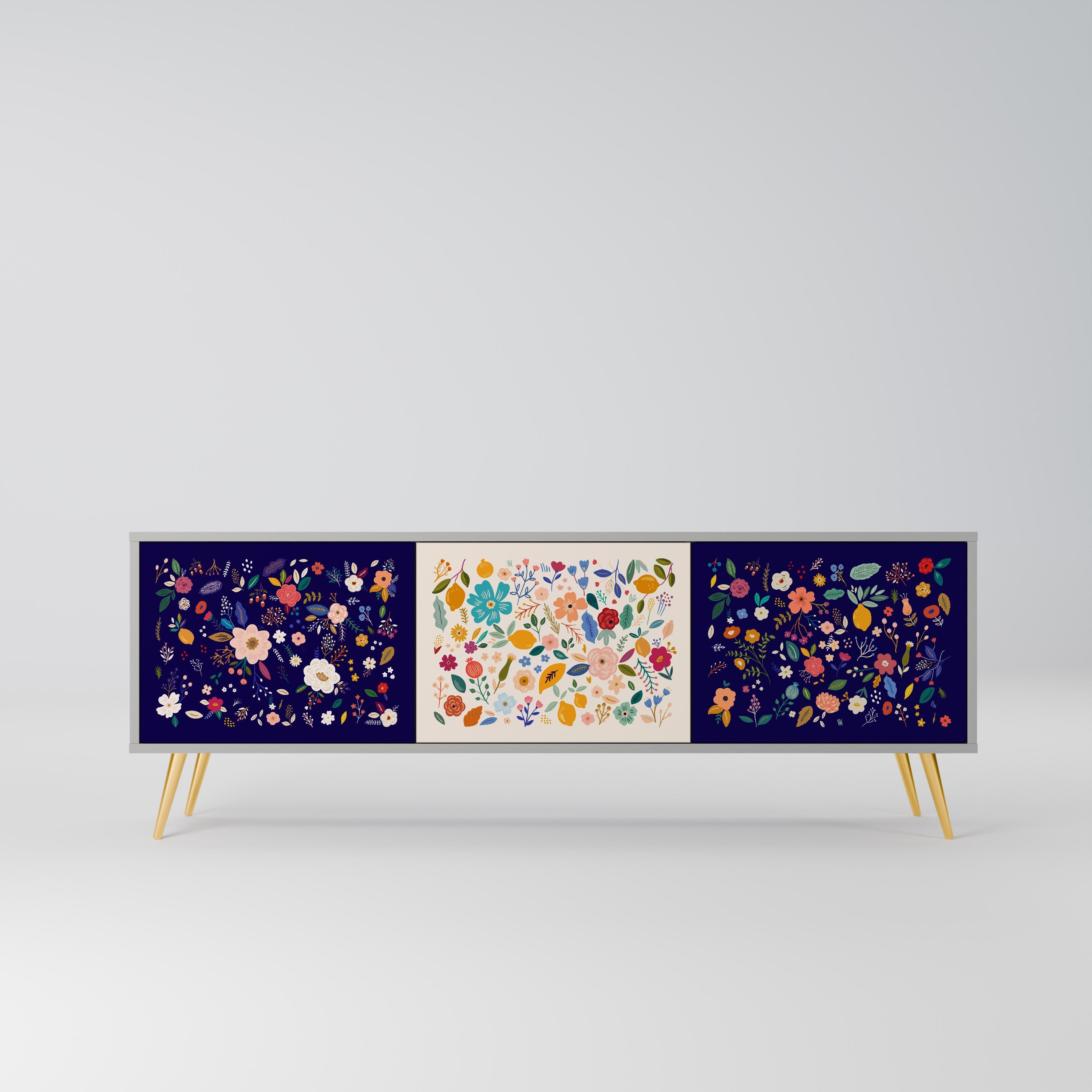 FLORAL COMBINATION TV-Lowboard mit 3 Türen in Grau