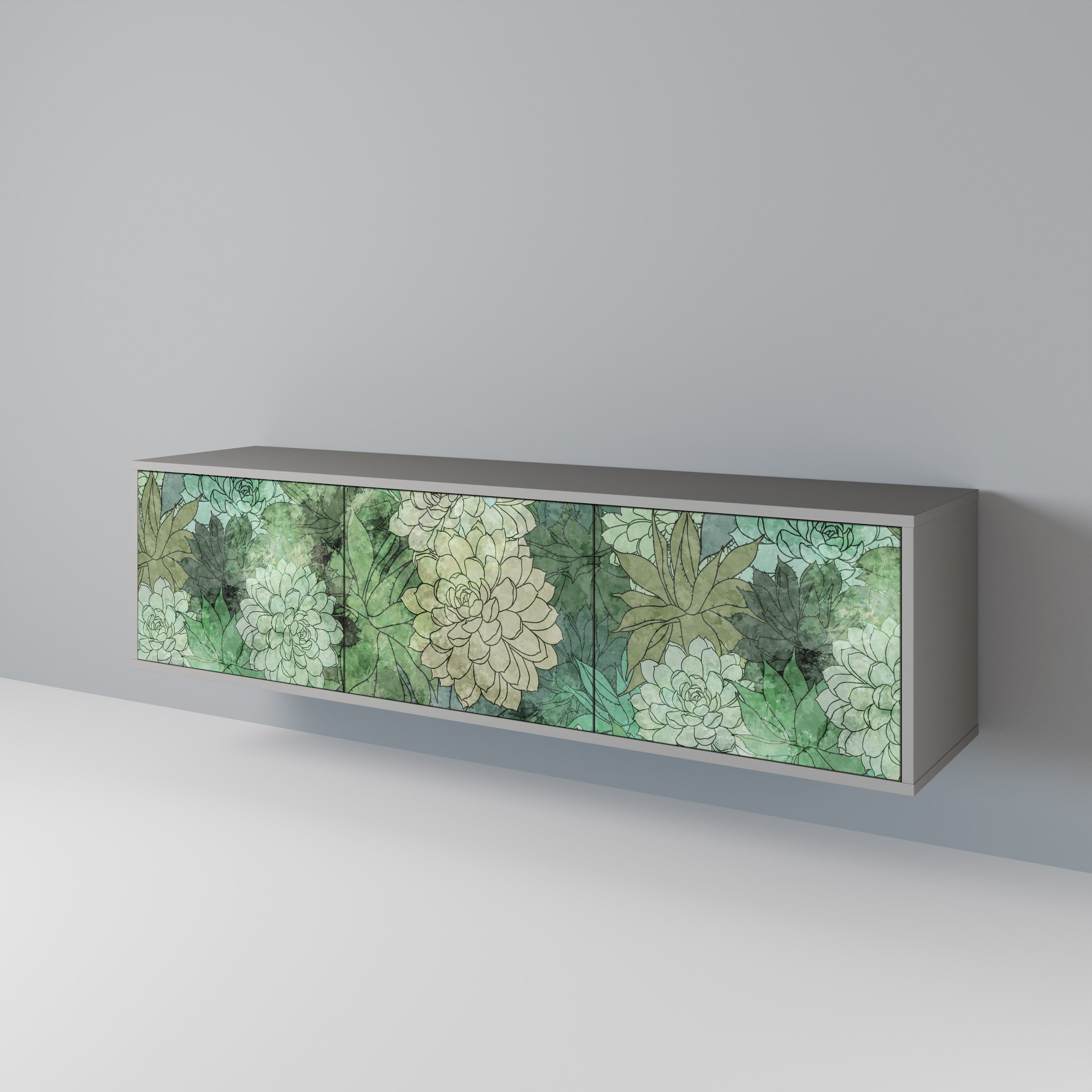 SUCCULENT CLUSTER TV-Lowboard mit 3 Türen in Grau