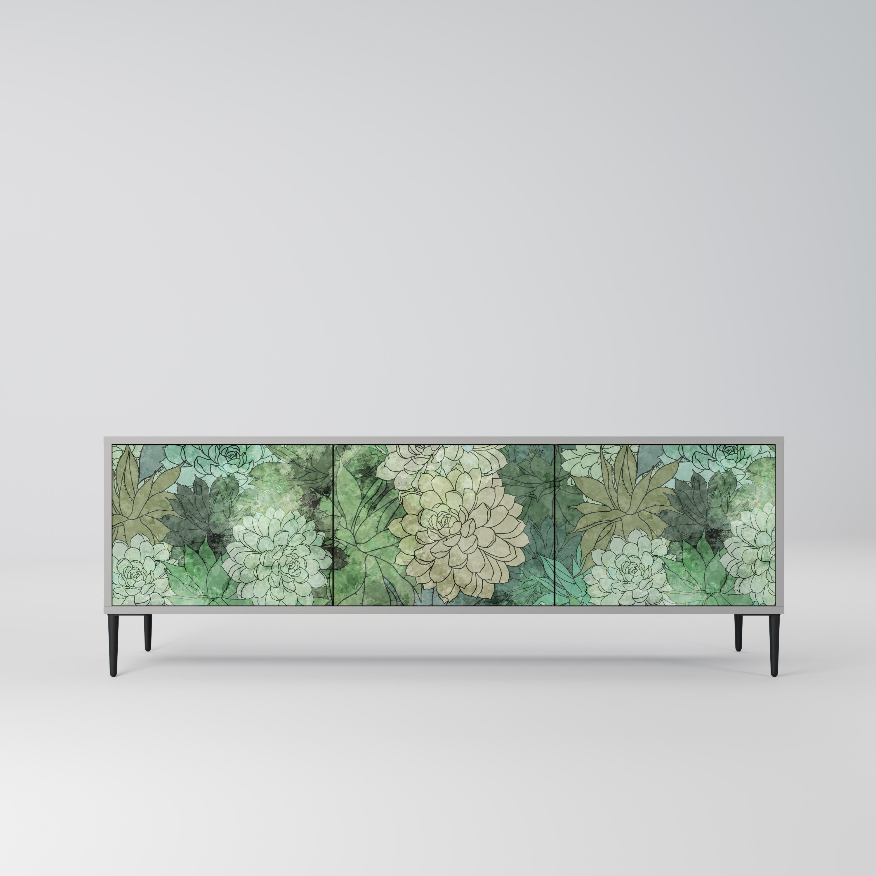 SUCCULENT CLUSTER TV-Lowboard mit 3 Türen in Grau