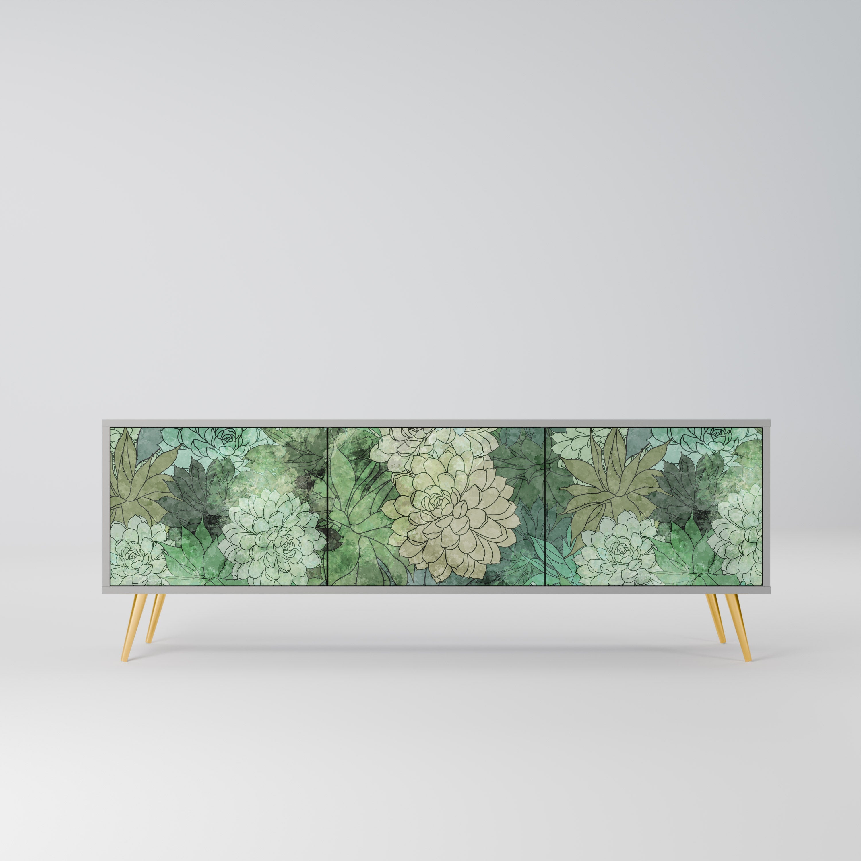 SUCCULENT CLUSTER TV-Lowboard mit 3 Türen in Grau