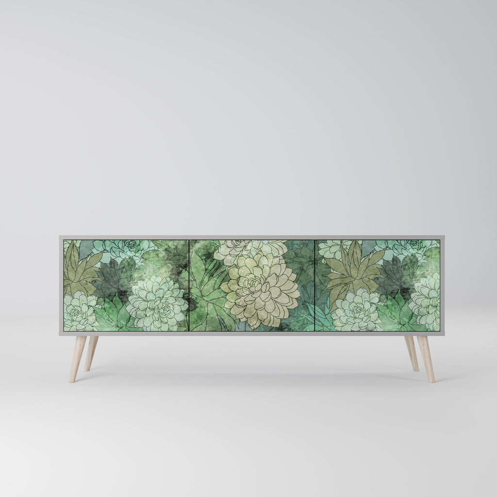 SUCCULENT CLUSTER TV-Lowboard mit 3 Türen in Grau