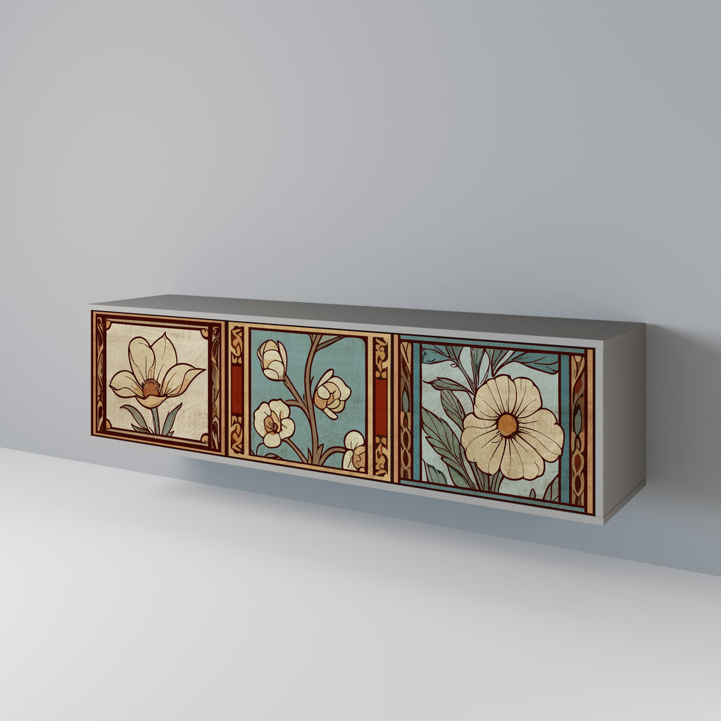 TIMELESS FLORA TV-Lowboard mit 3 Türen in Grau