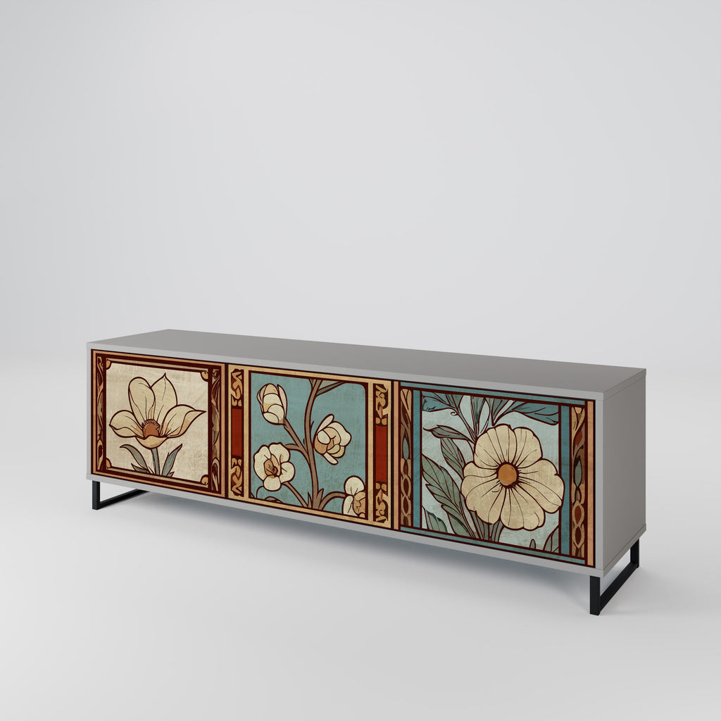 TIMELESS FLORA TV-Lowboard mit 3 Türen in Grau