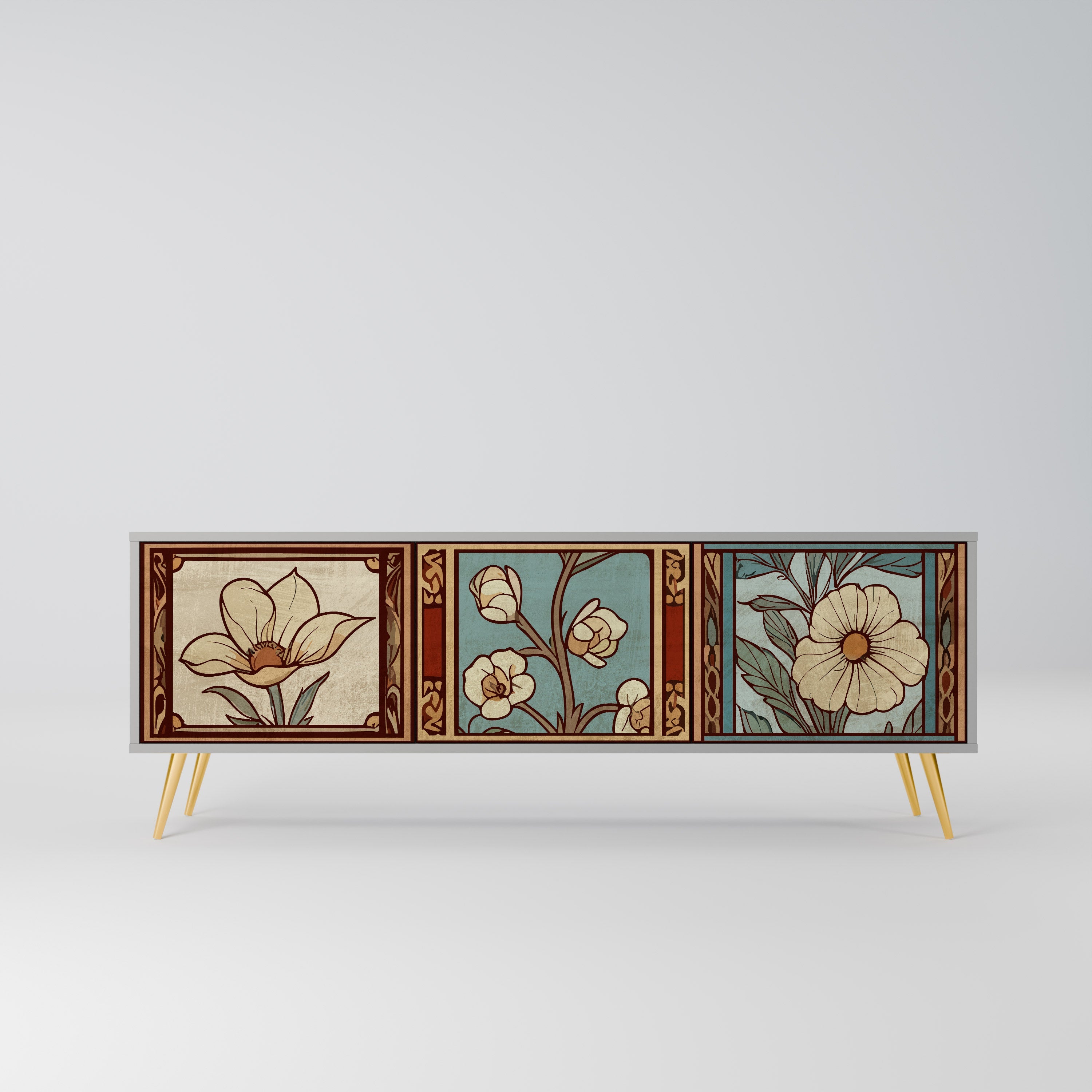 TIMELESS FLORA TV-Lowboard mit 3 Türen in Grau