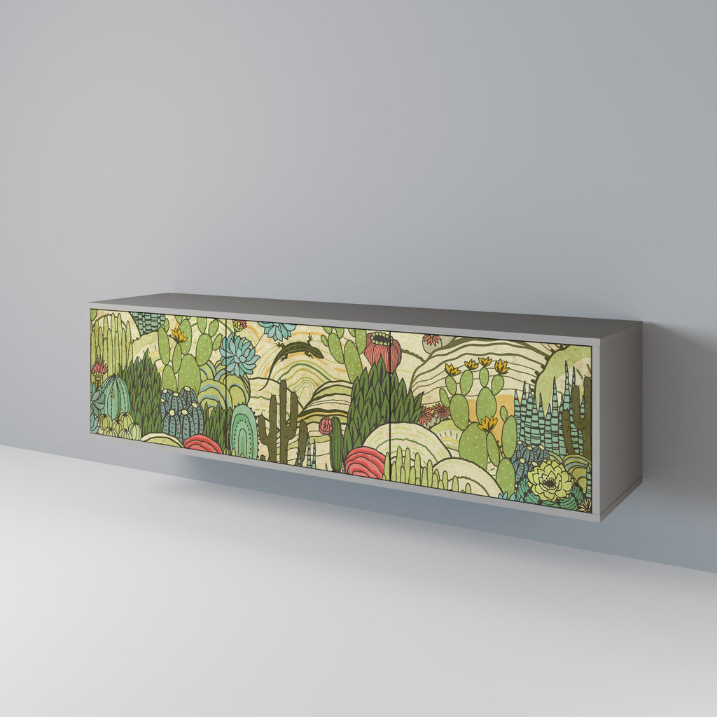 SUCCULENTS KALEIDOSCOPE TV-Lowboard mit 3 Türen in Grau