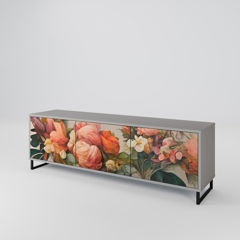 STYLISH BEAUTY 3-Door TV Stand in Grey Finish