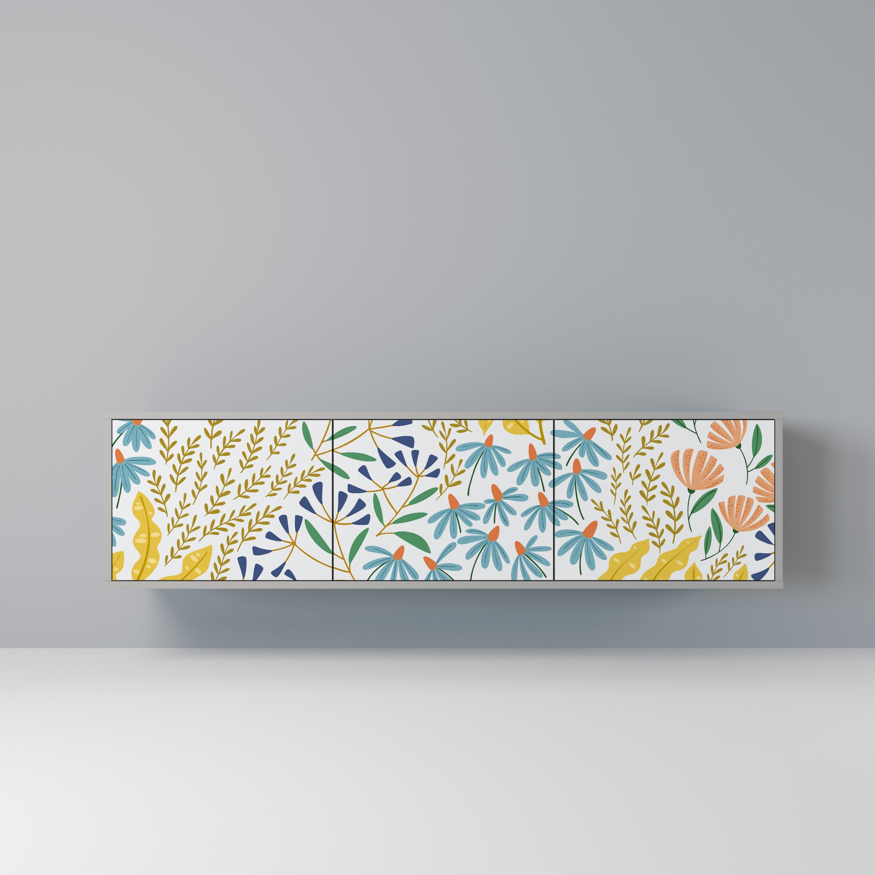 HELLO SPRING TV-Lowboard mit 3 Türen in Grau