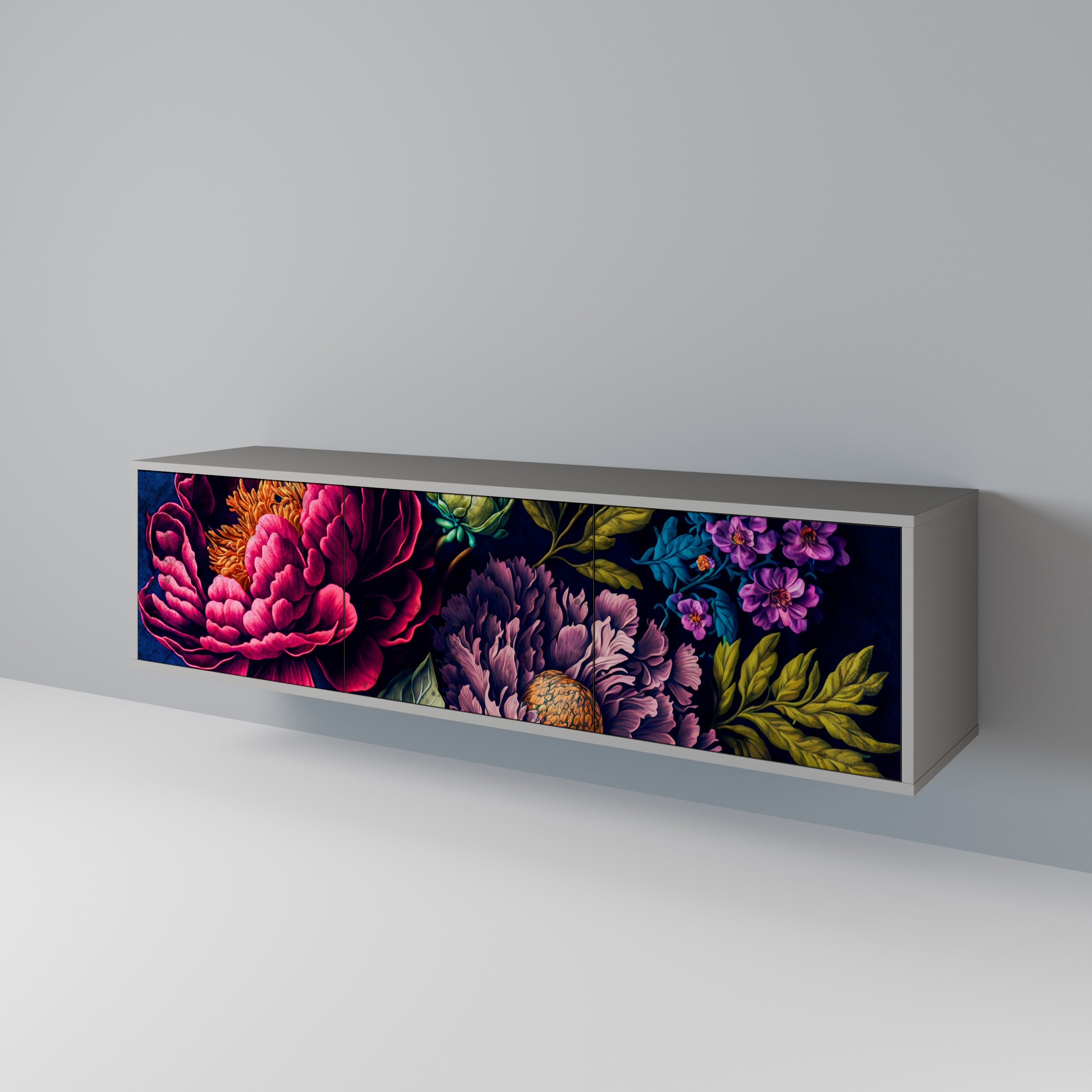 BLOOMING ELEGANCE TV-Lowboard mit 3 Türen in Grau