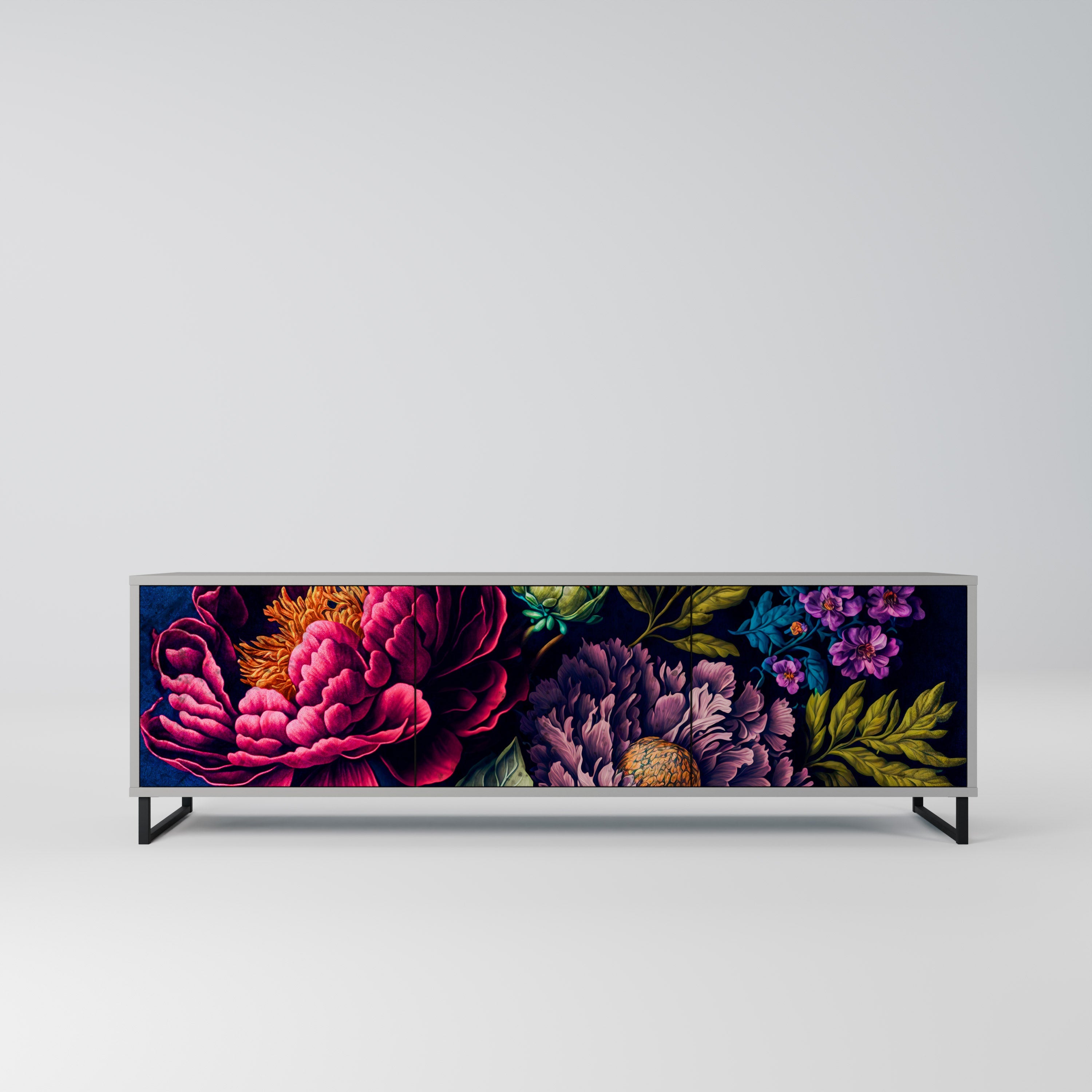 BLOOMING ELEGANCE TV-Lowboard mit 3 Türen in Grau