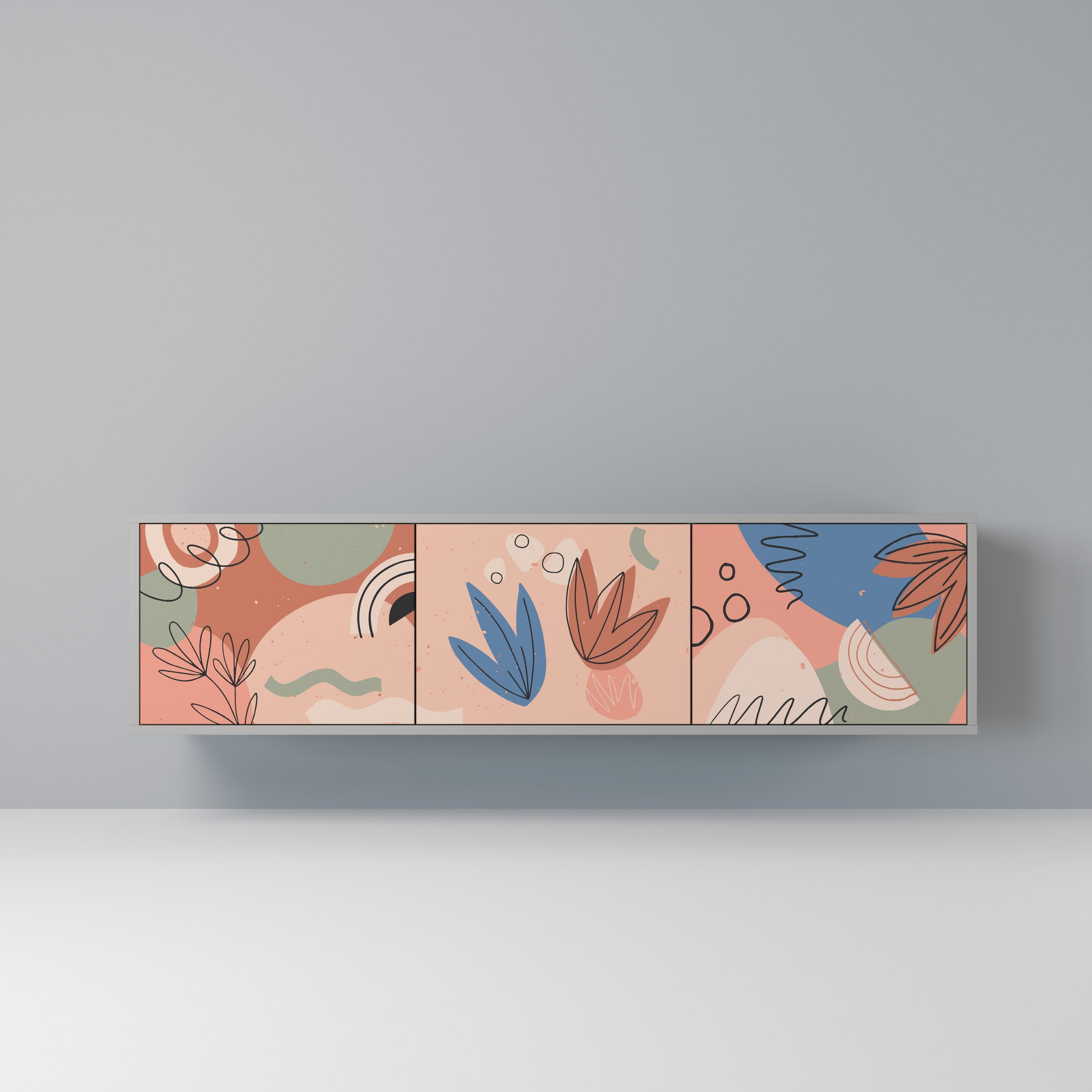 PASTEL DESTINY TV-Lowboard mit 3 Türen in Grau