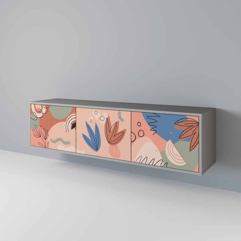 PASTEL DESTINY TV-Lowboard mit 3 Türen in Grau