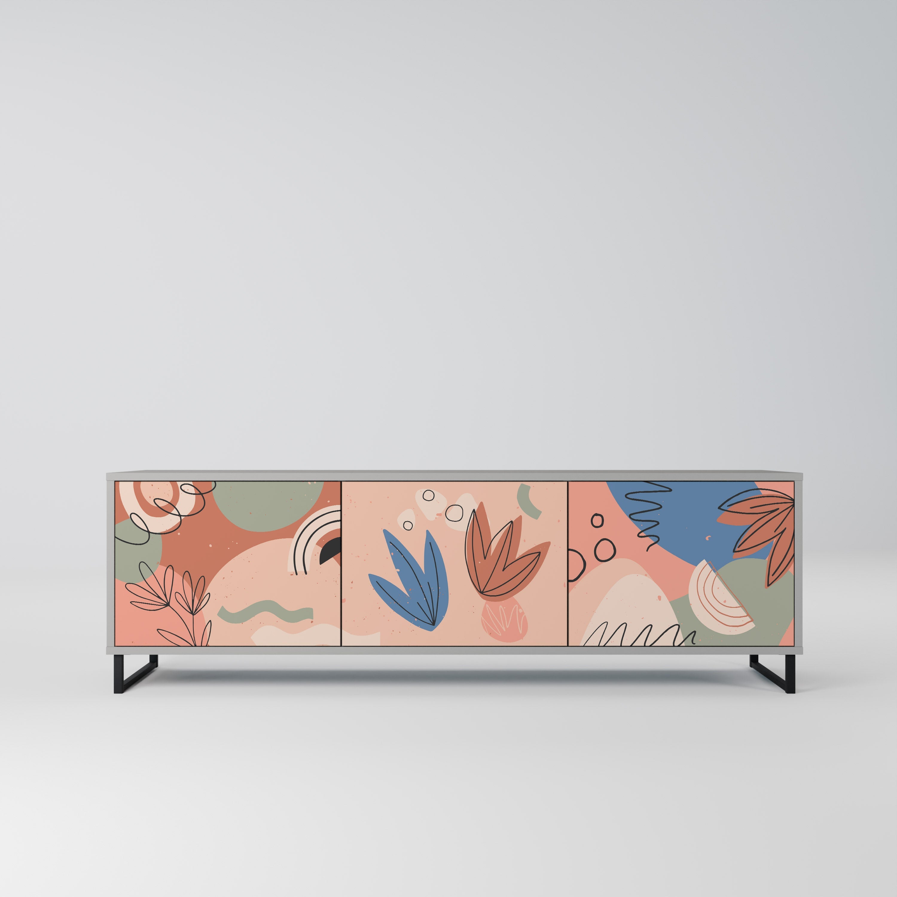 PASTEL DESTINY TV-Lowboard mit 3 Türen in Grau