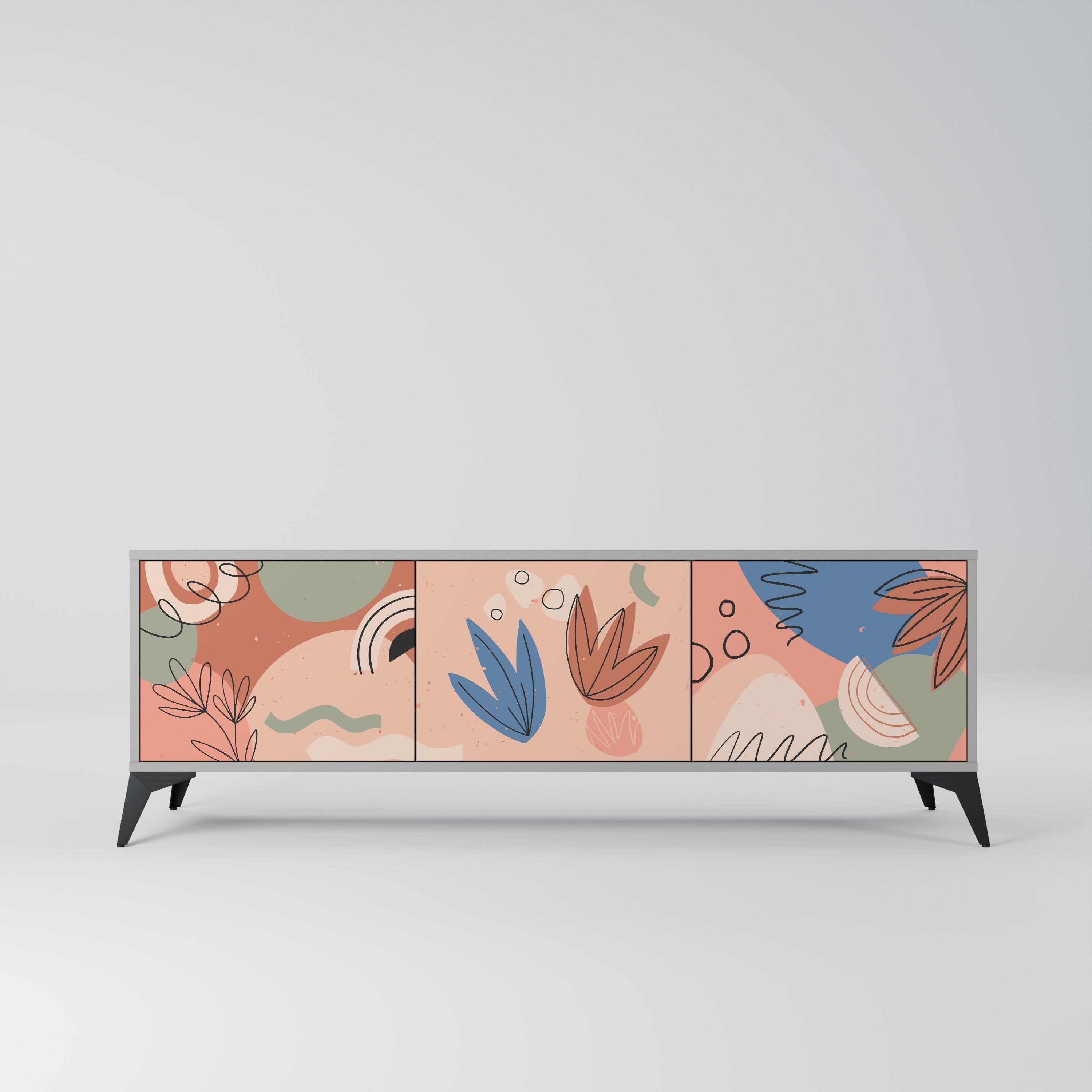 PASTEL DESTINY TV-Lowboard mit 3 Türen in Grau