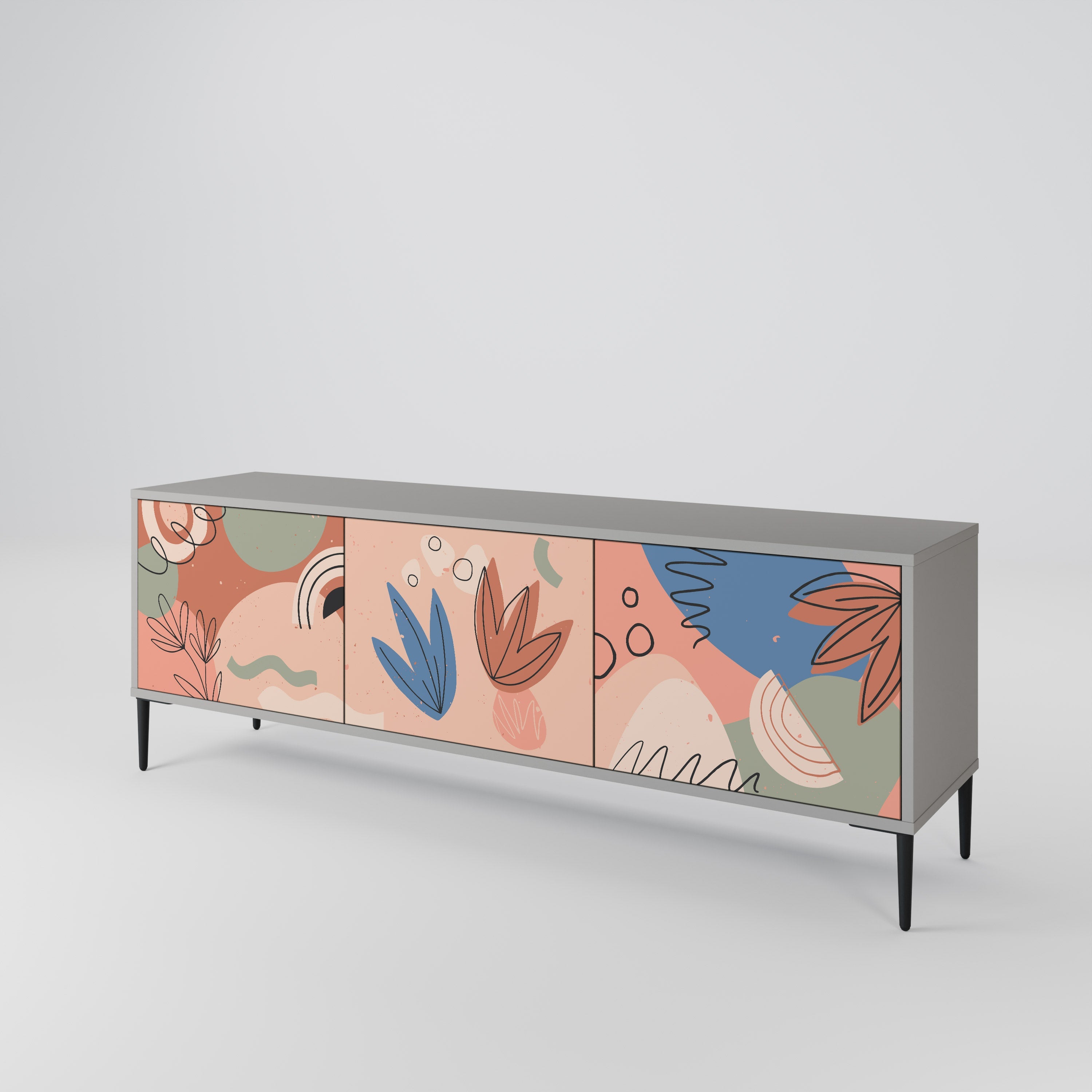 PASTEL DESTINY TV-Lowboard mit 3 Türen in Grau