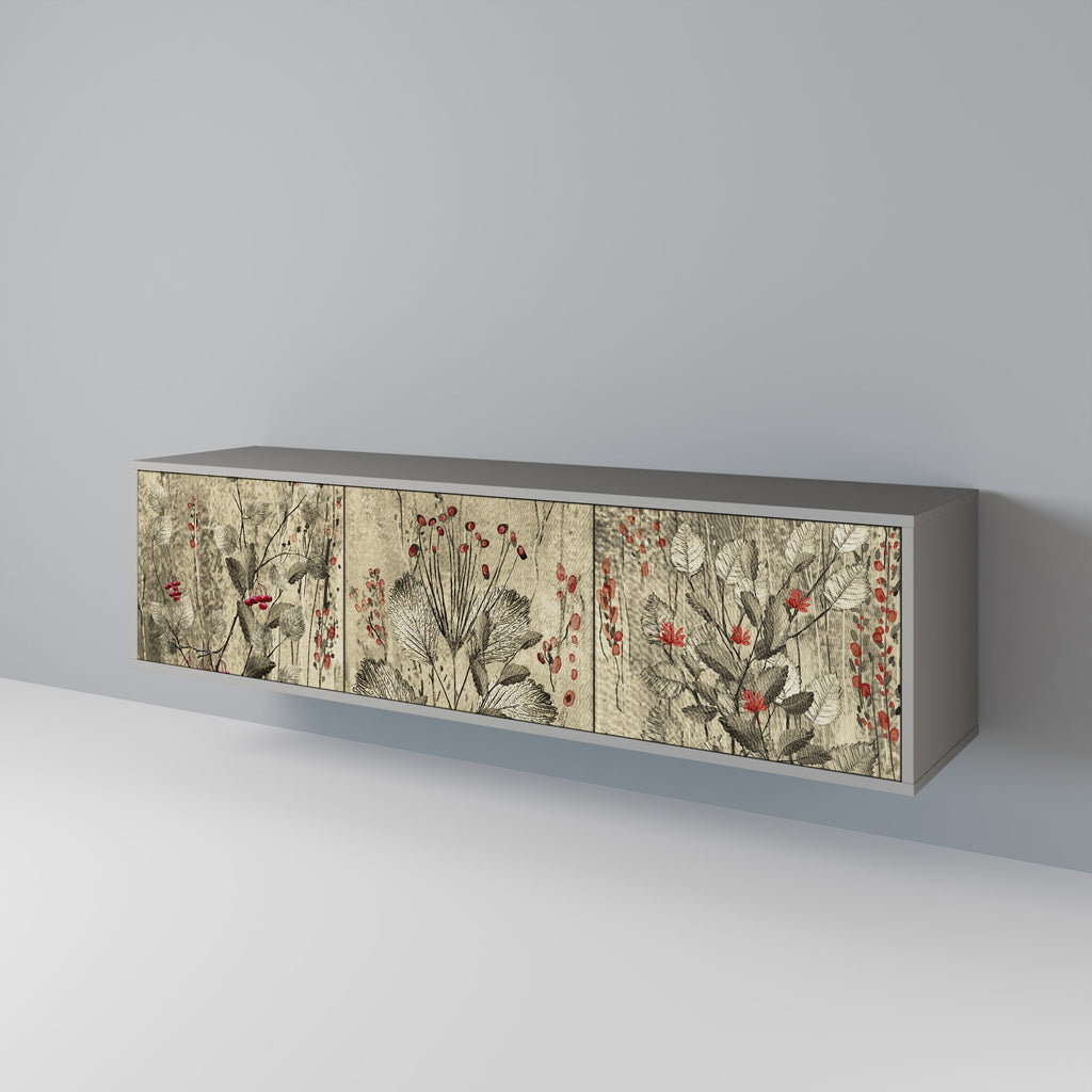 HERBAL GRACE TV-Lowboard mit 3 Türen in Grau