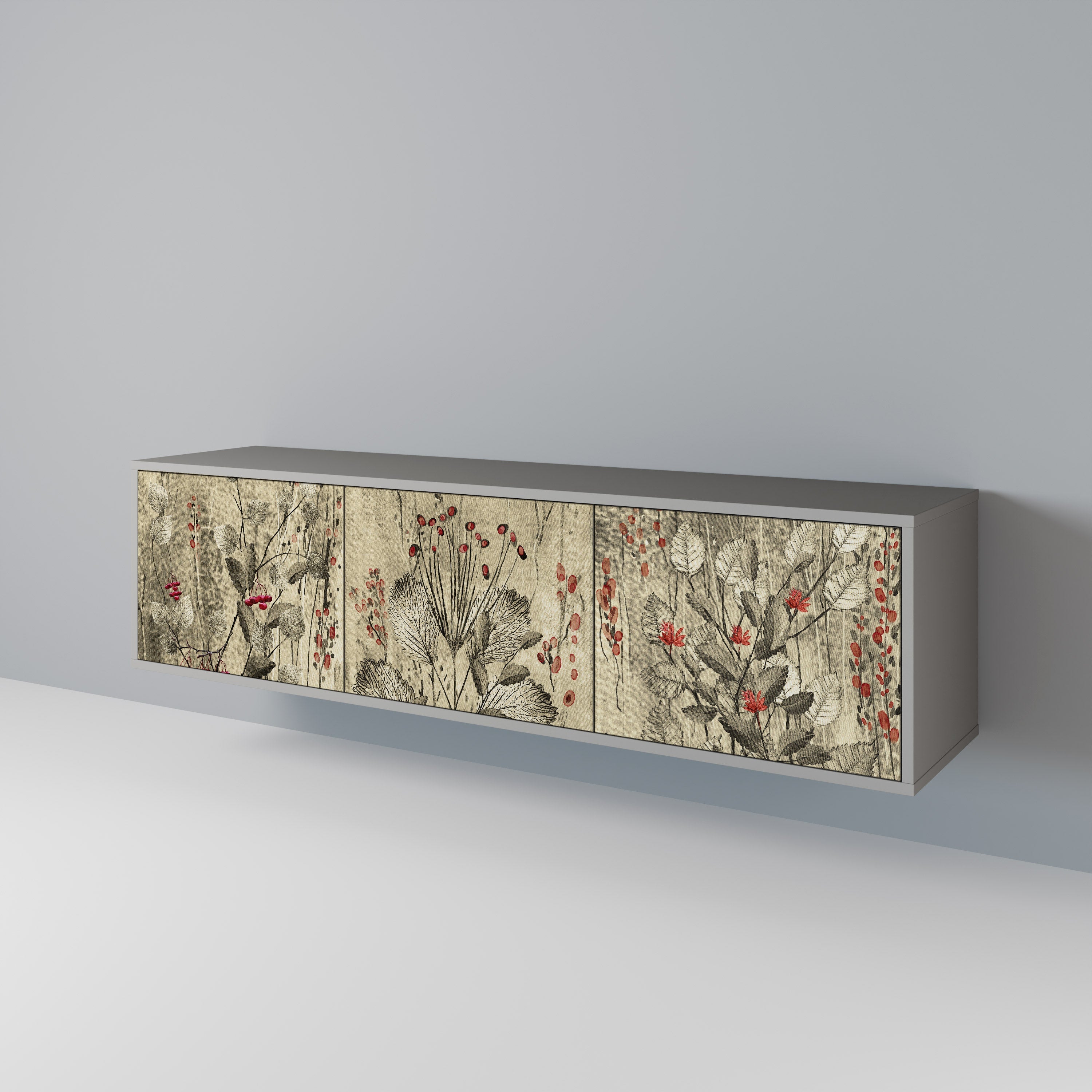 HERBAL GRACE TV-Lowboard mit 3 Türen in Grau