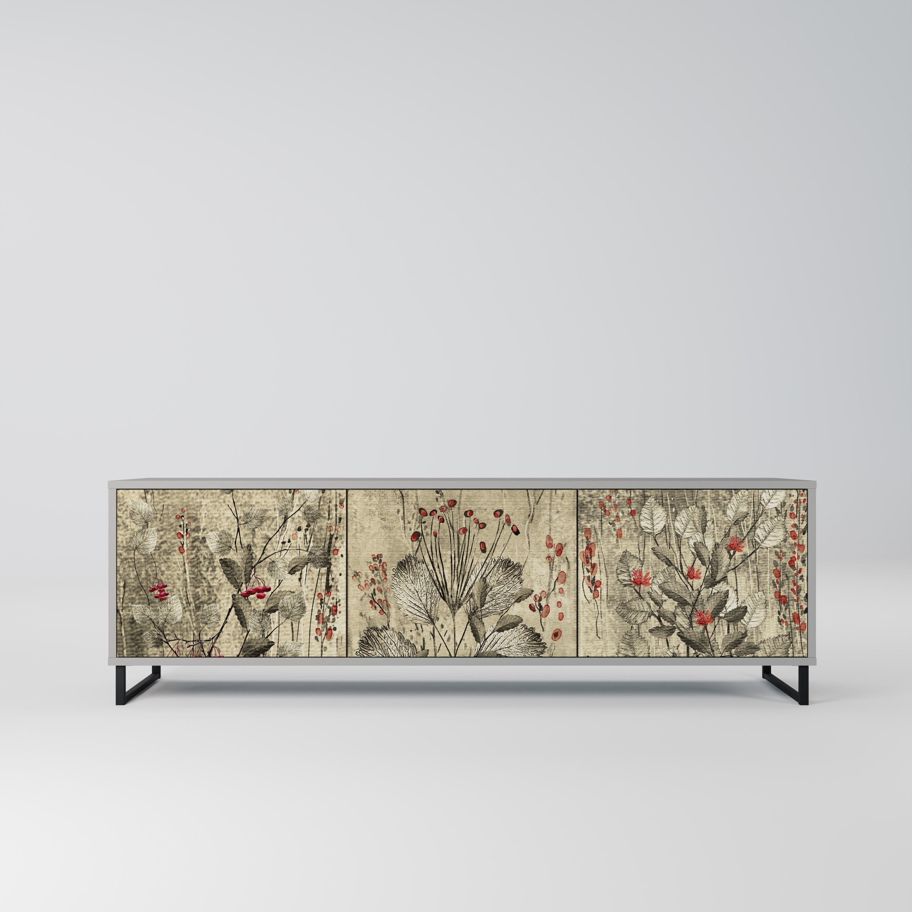 HERBAL GRACE TV-Lowboard mit 3 Türen in Grau