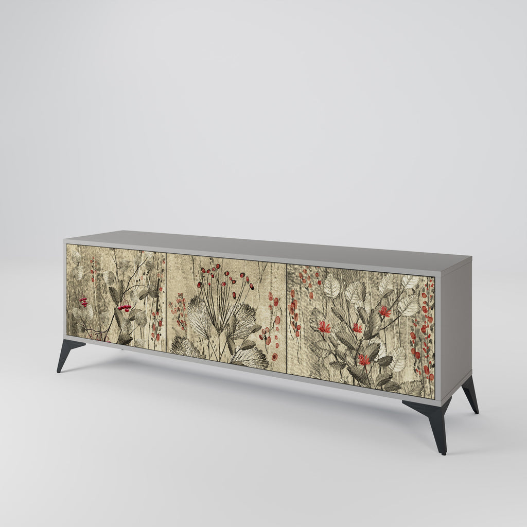 HERBAL GRACE TV-Lowboard mit 3 Türen in Grau