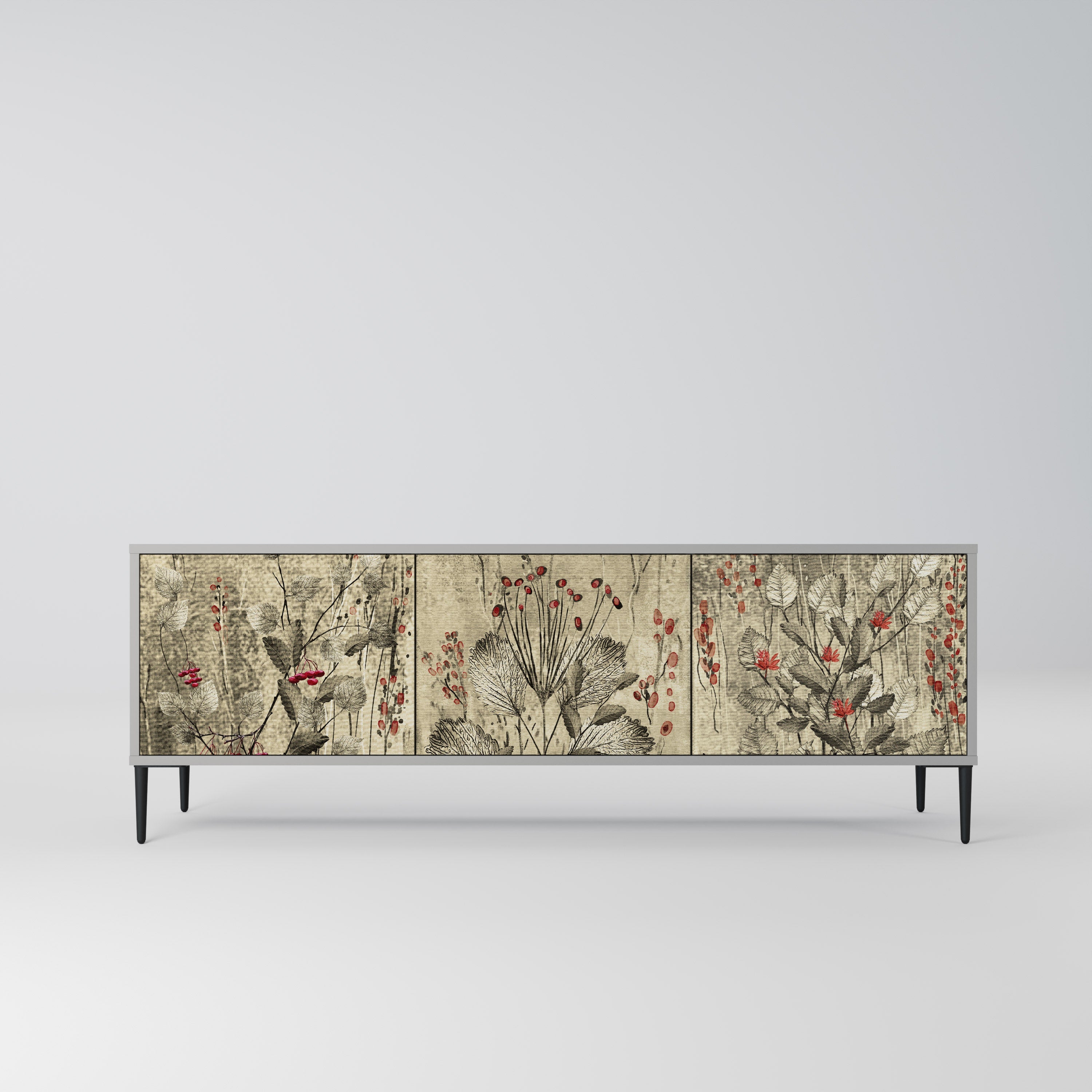 HERBAL GRACE TV-Lowboard mit 3 Türen in Grau