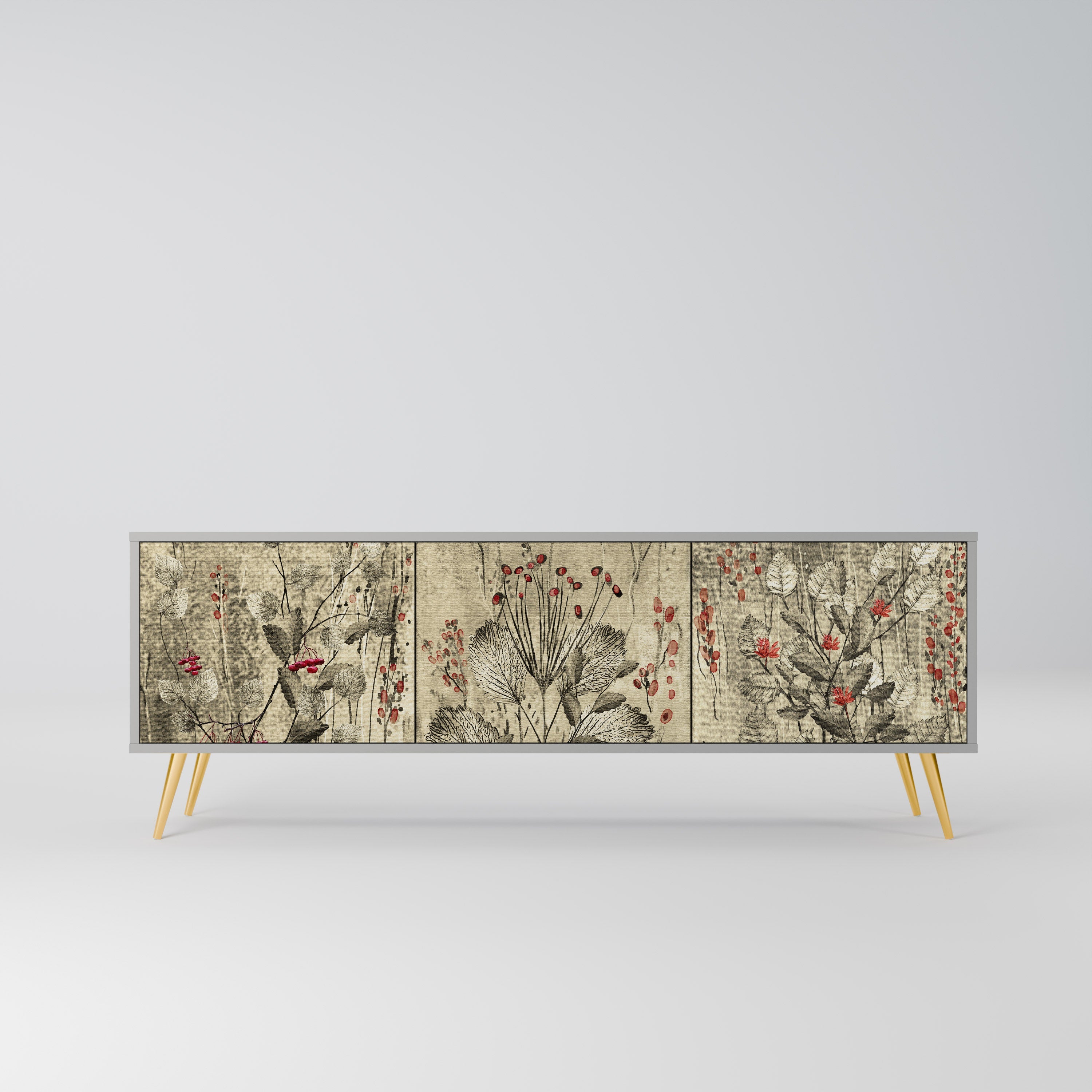 HERBAL GRACE TV-Lowboard mit 3 Türen in Grau