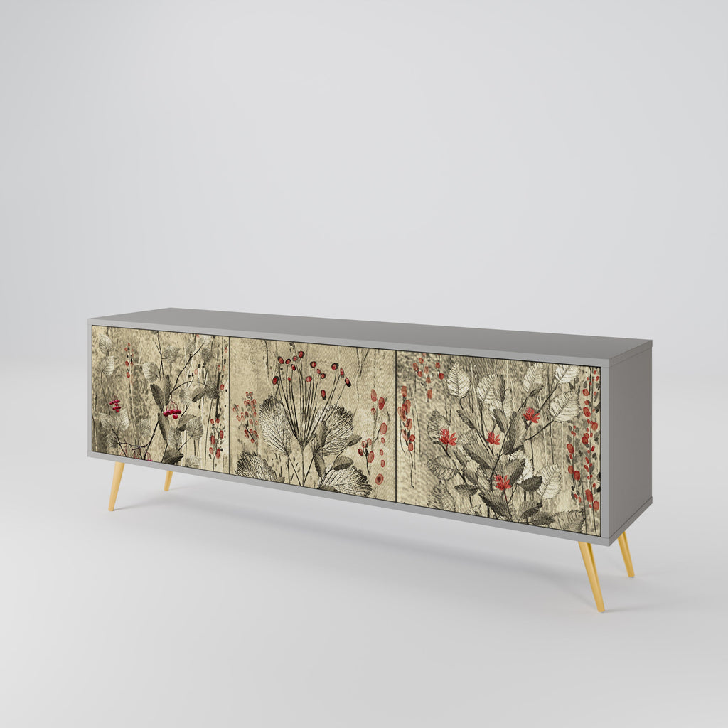 HERBAL GRACE TV-Lowboard mit 3 Türen in Grau