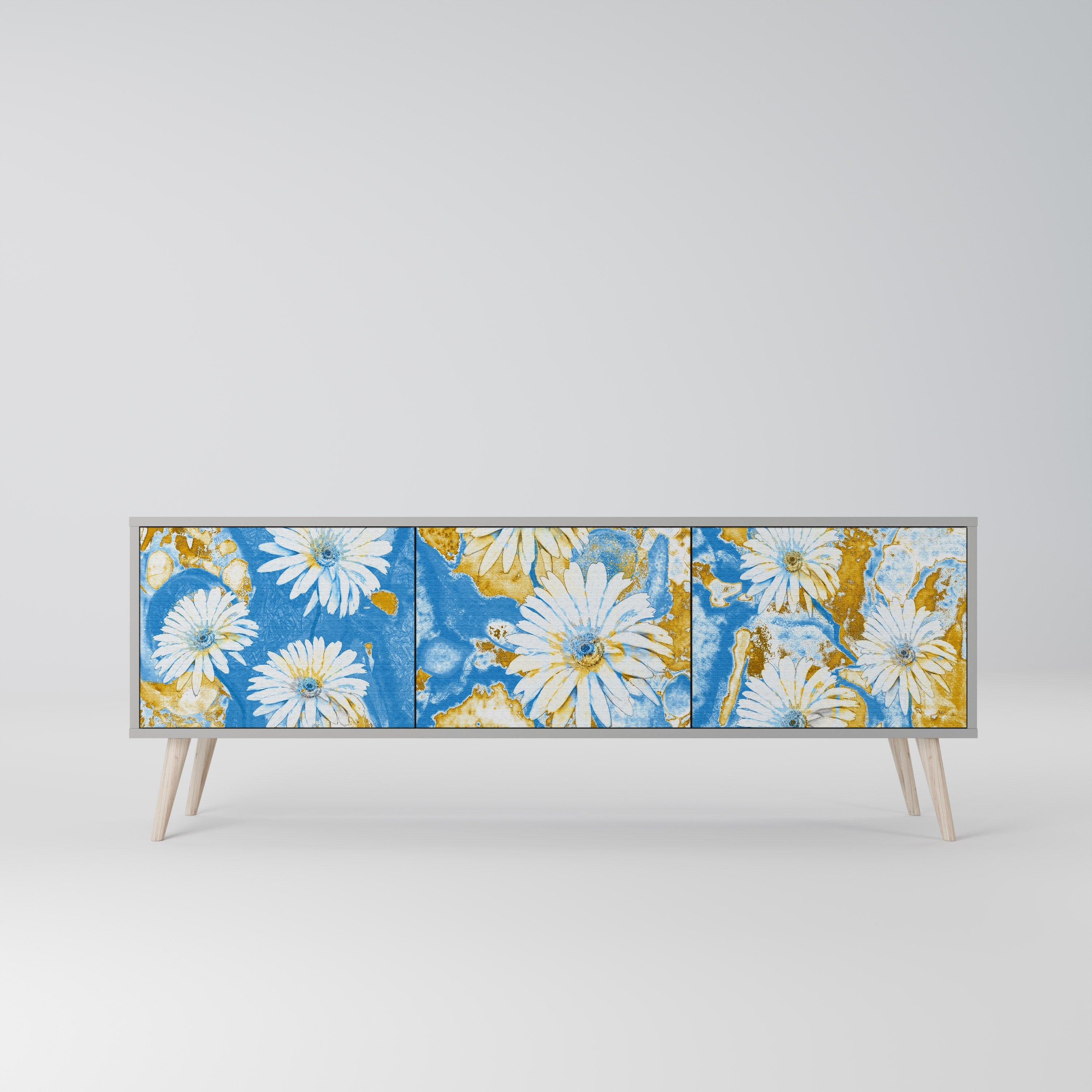 DAISY LUXE TV-Lowboard mit 3 Türen in Grau