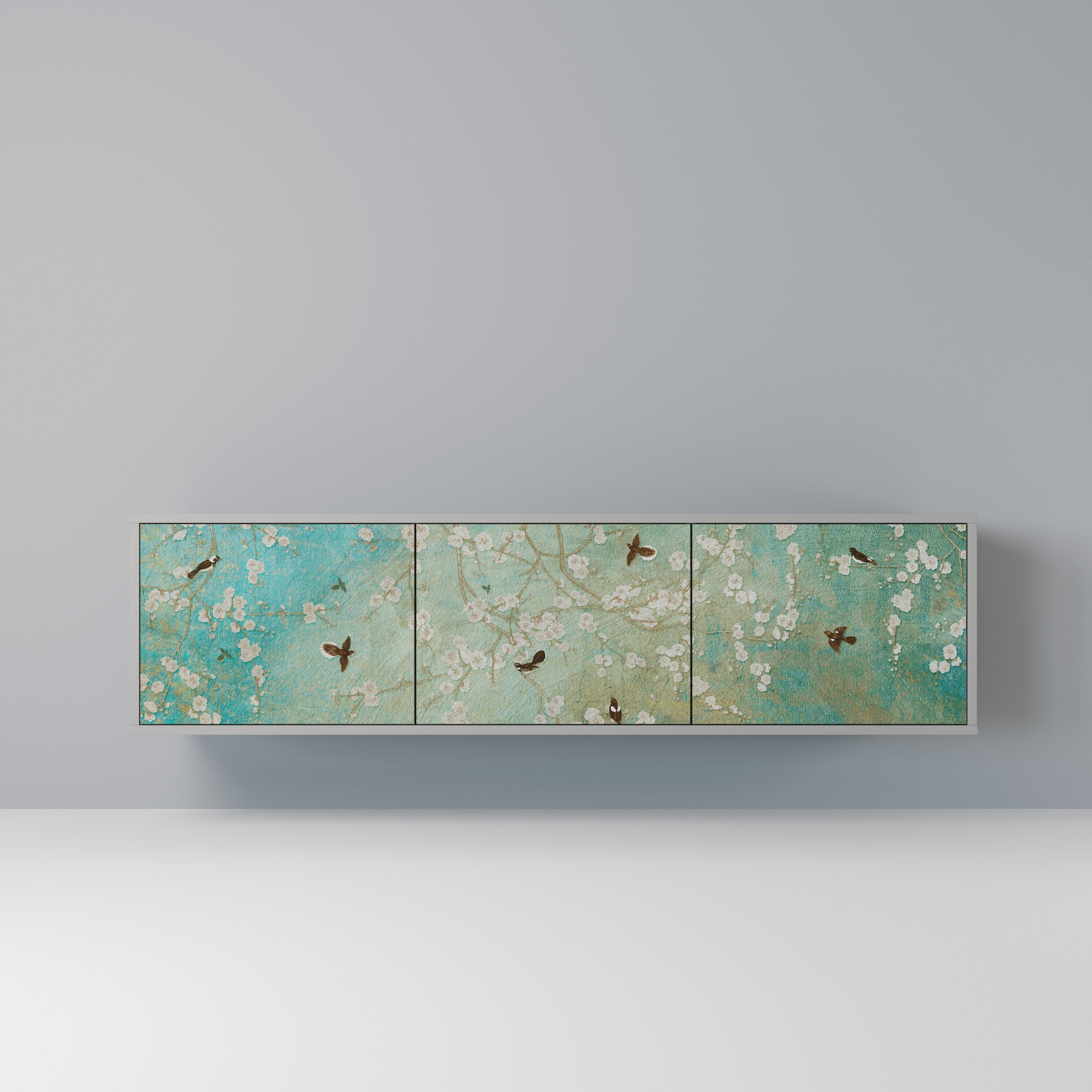 BLOOMING CHARM TV-Lowboard mit 3 Türen in Grau