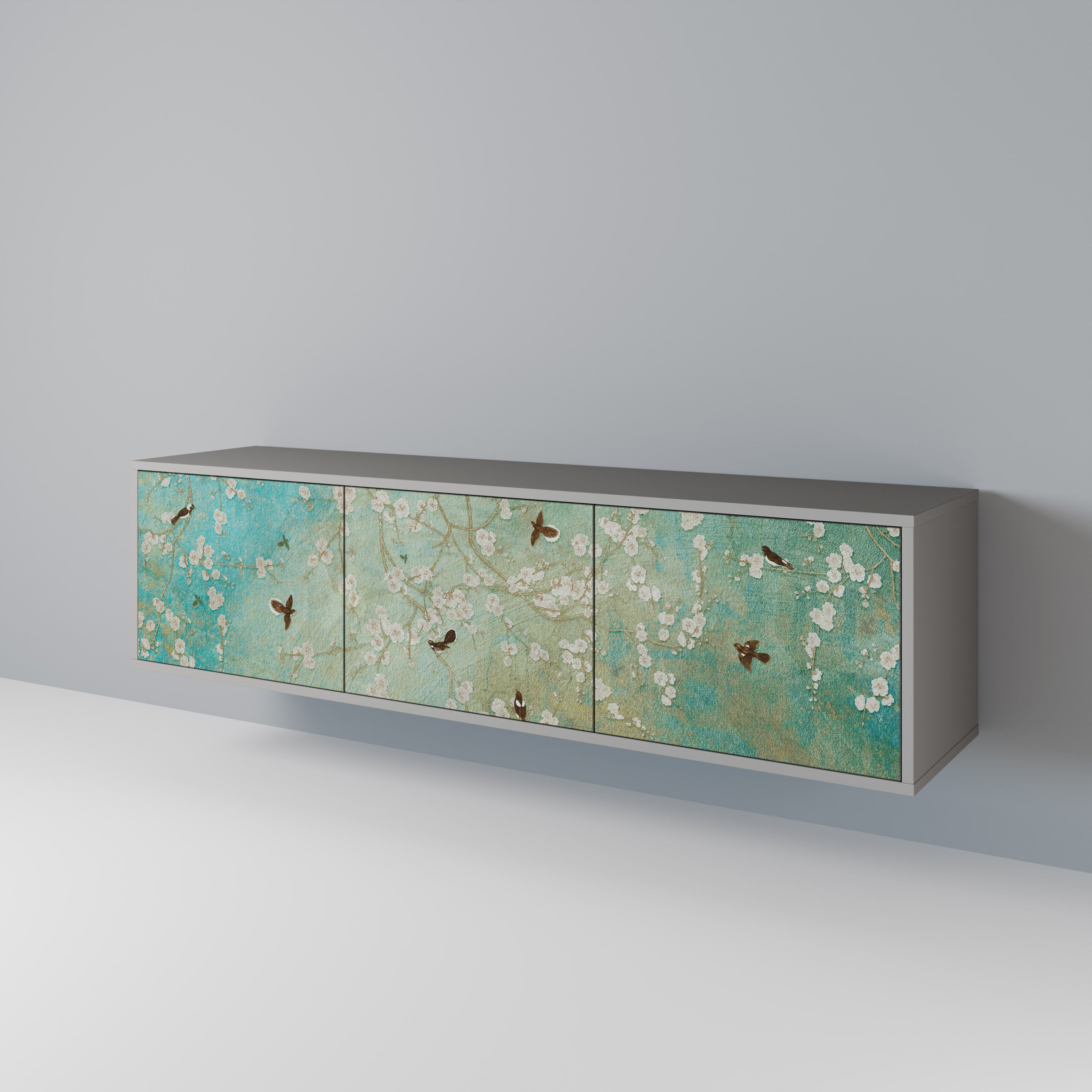 BLOOMING CHARM TV-Lowboard mit 3 Türen in Grau