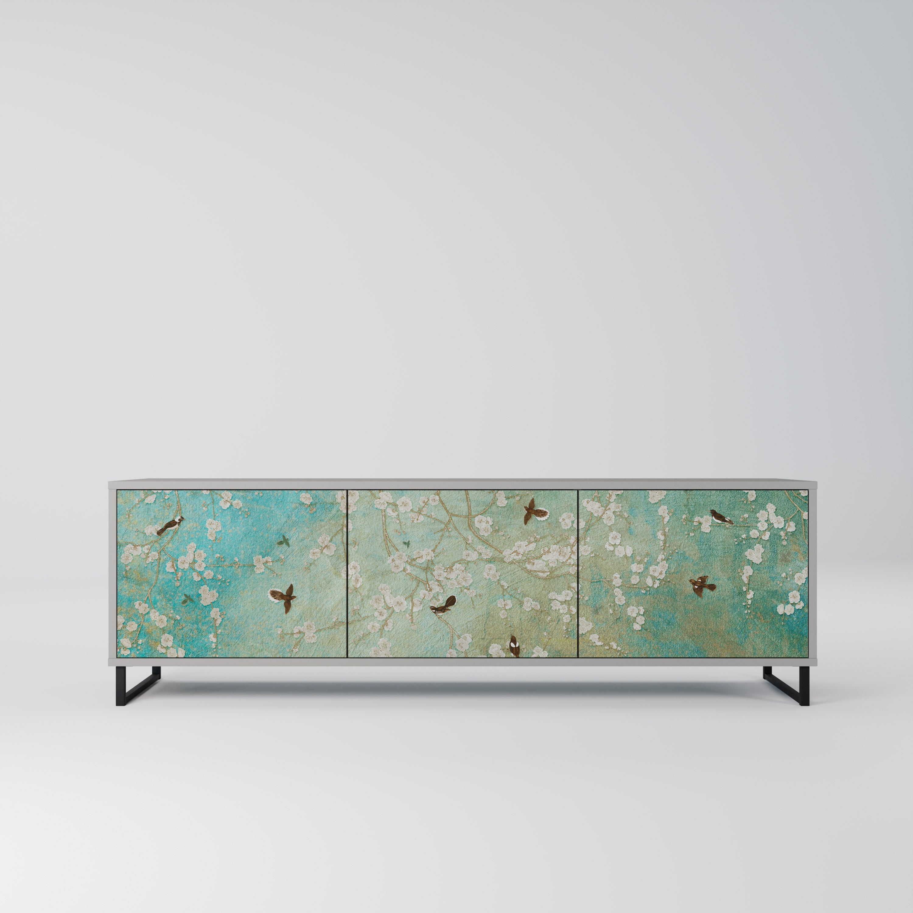 BLOOMING CHARM TV-Lowboard mit 3 Türen in Grau