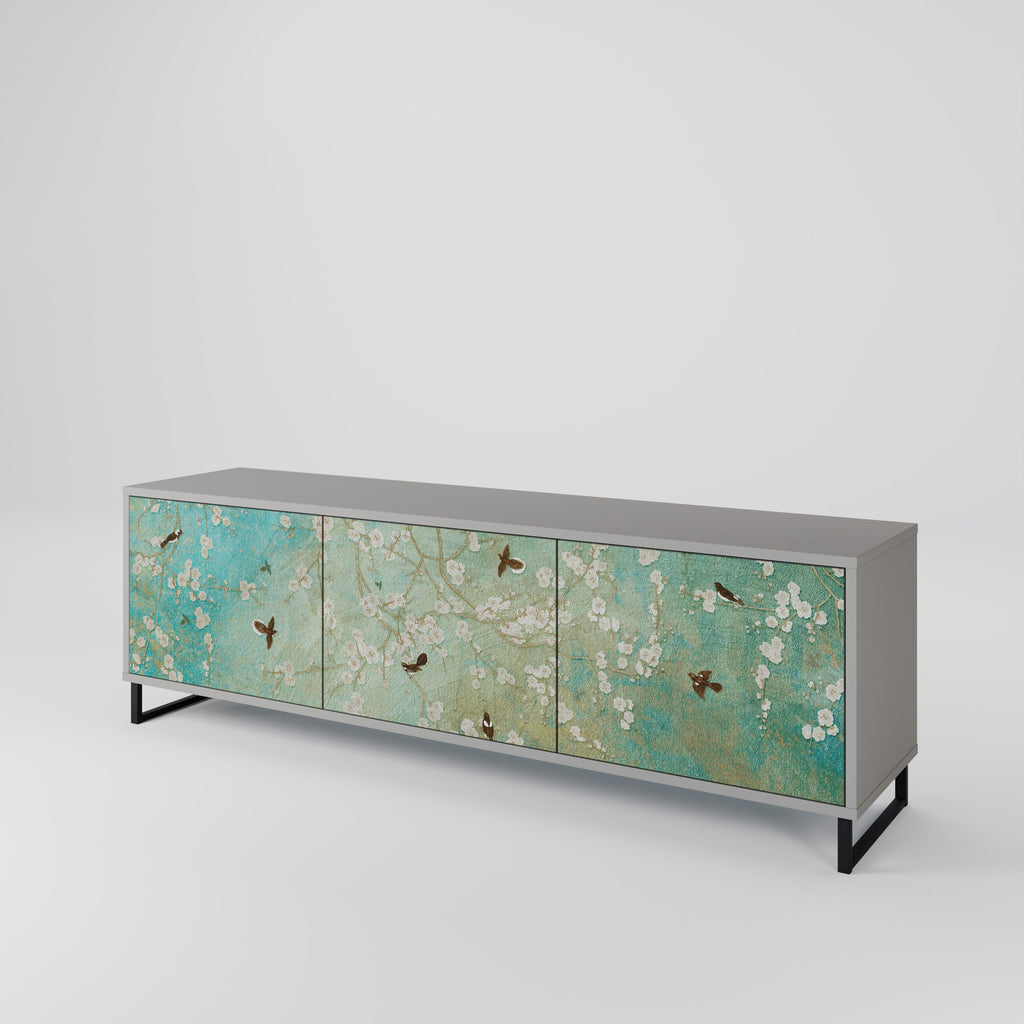BLOOMING CHARM TV-Lowboard mit 3 Türen in Grau