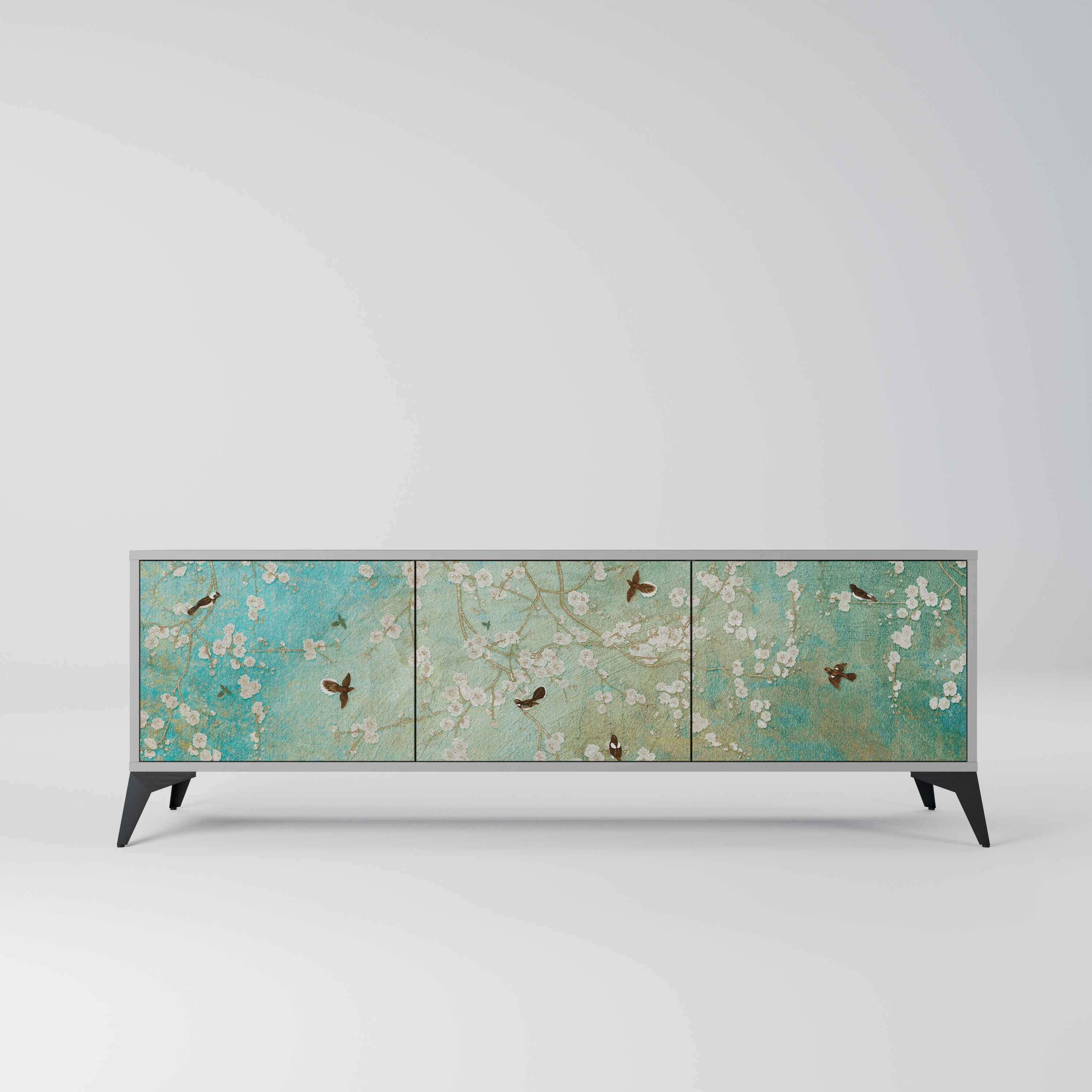 BLOOMING CHARM TV-Lowboard mit 3 Türen in Grau