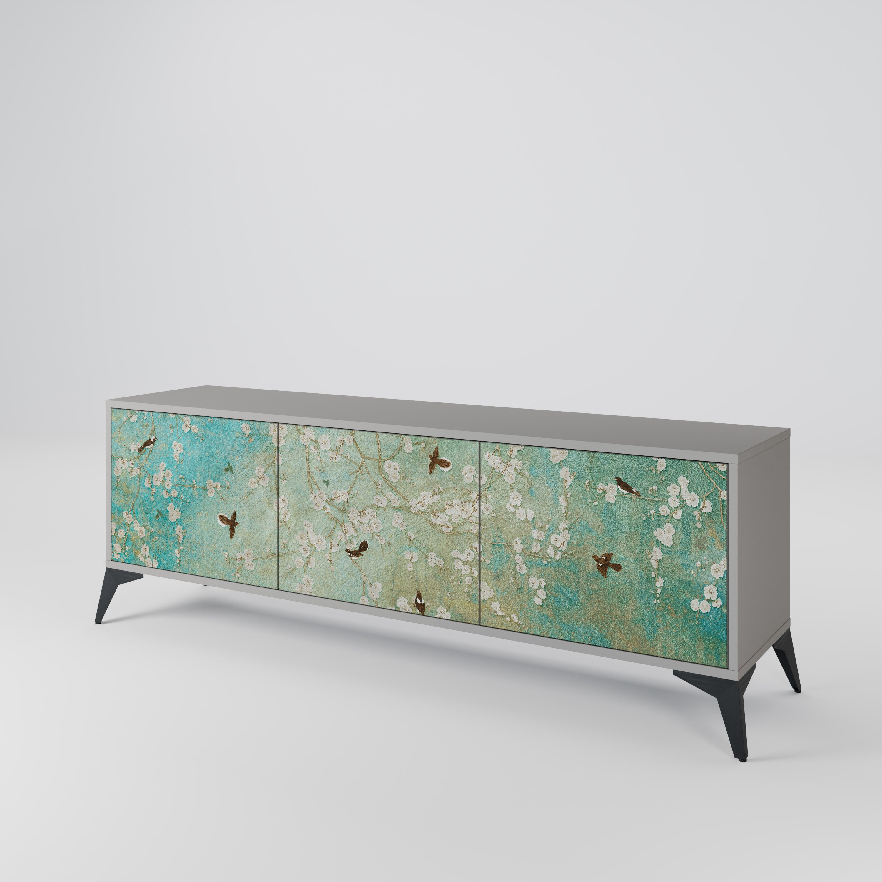BLOOMING CHARM TV-Lowboard mit 3 Türen in Grau