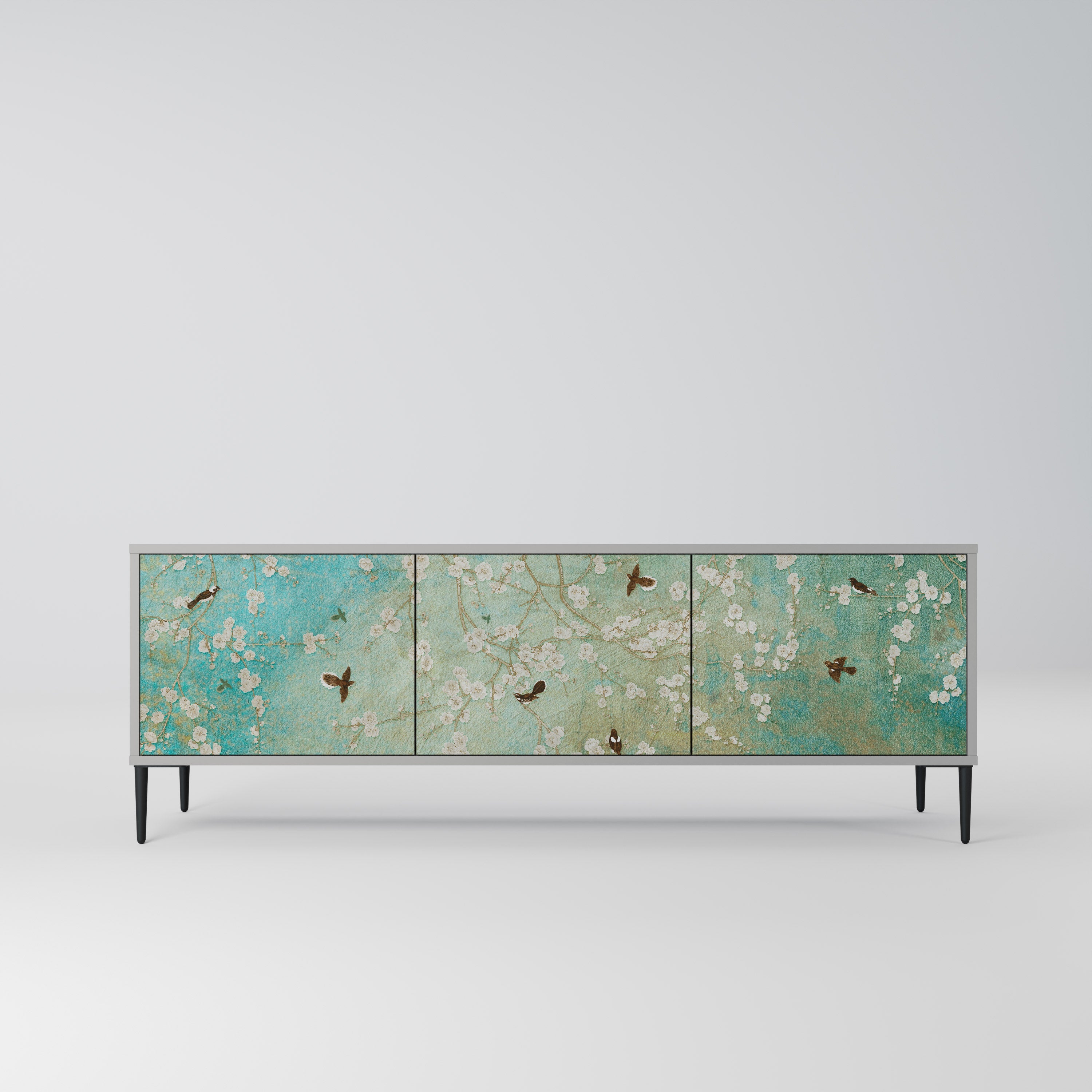 BLOOMING CHARM TV-Lowboard mit 3 Türen in Grau