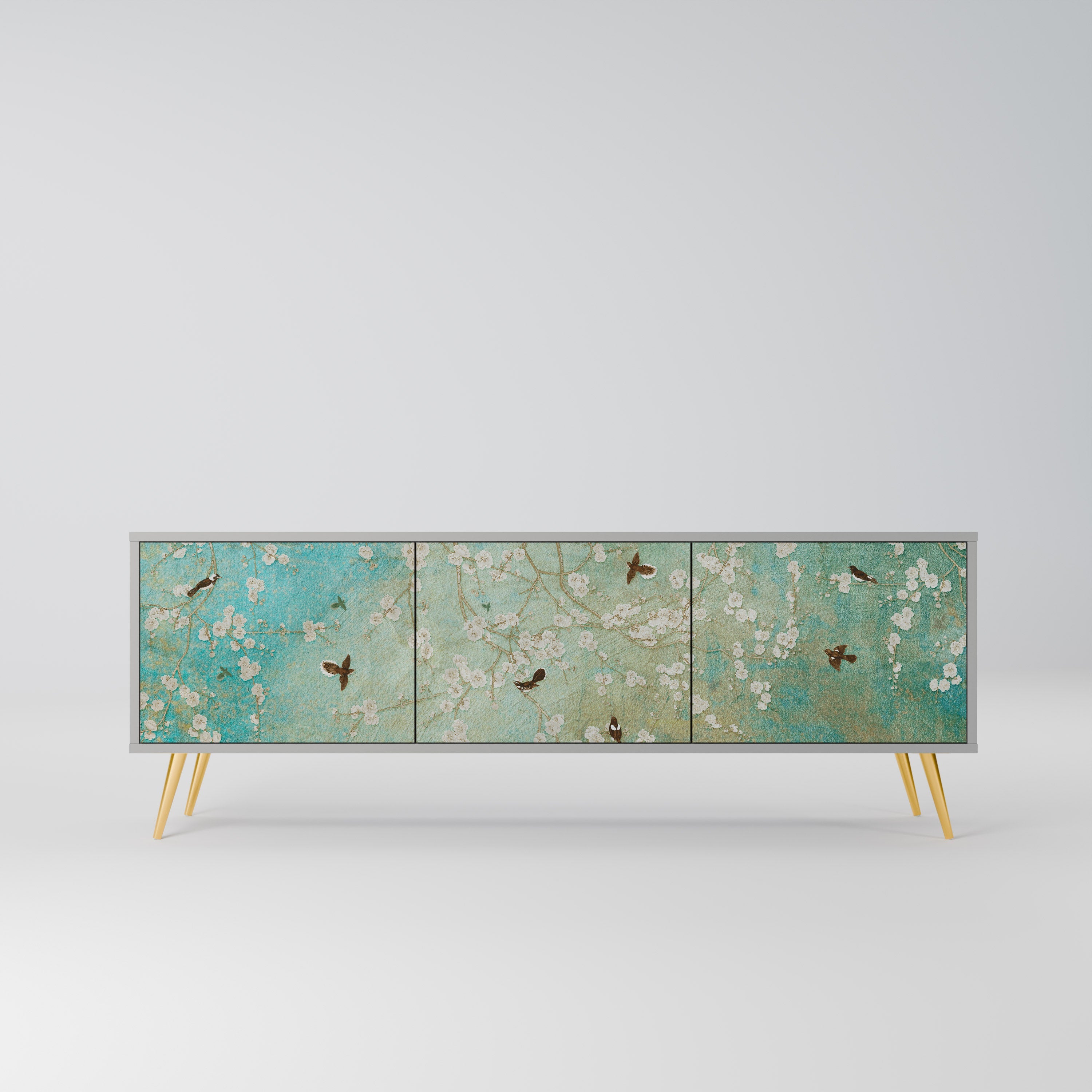 BLOOMING CHARM TV-Lowboard mit 3 Türen in Grau