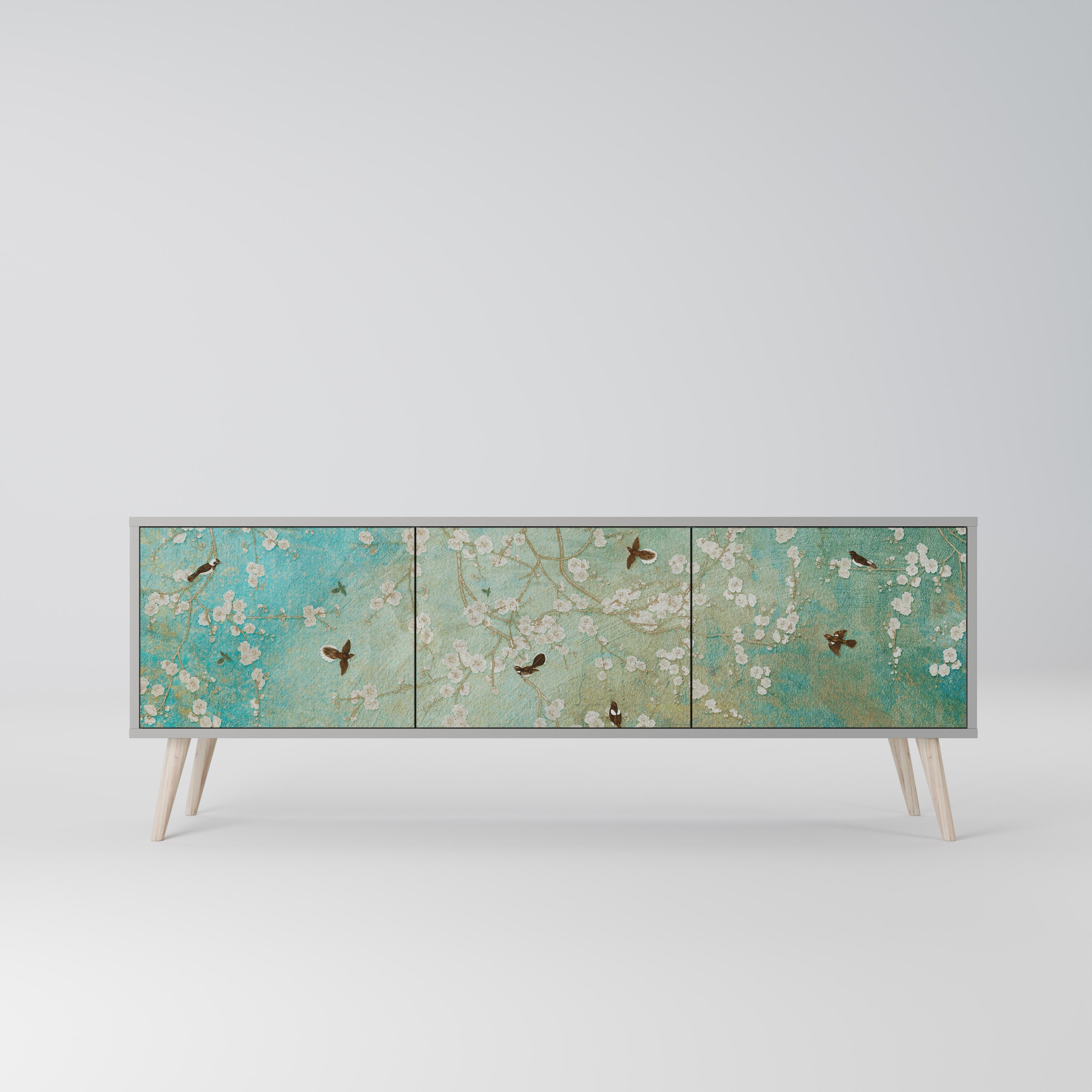 BLOOMING CHARM TV-Lowboard mit 3 Türen in Grau