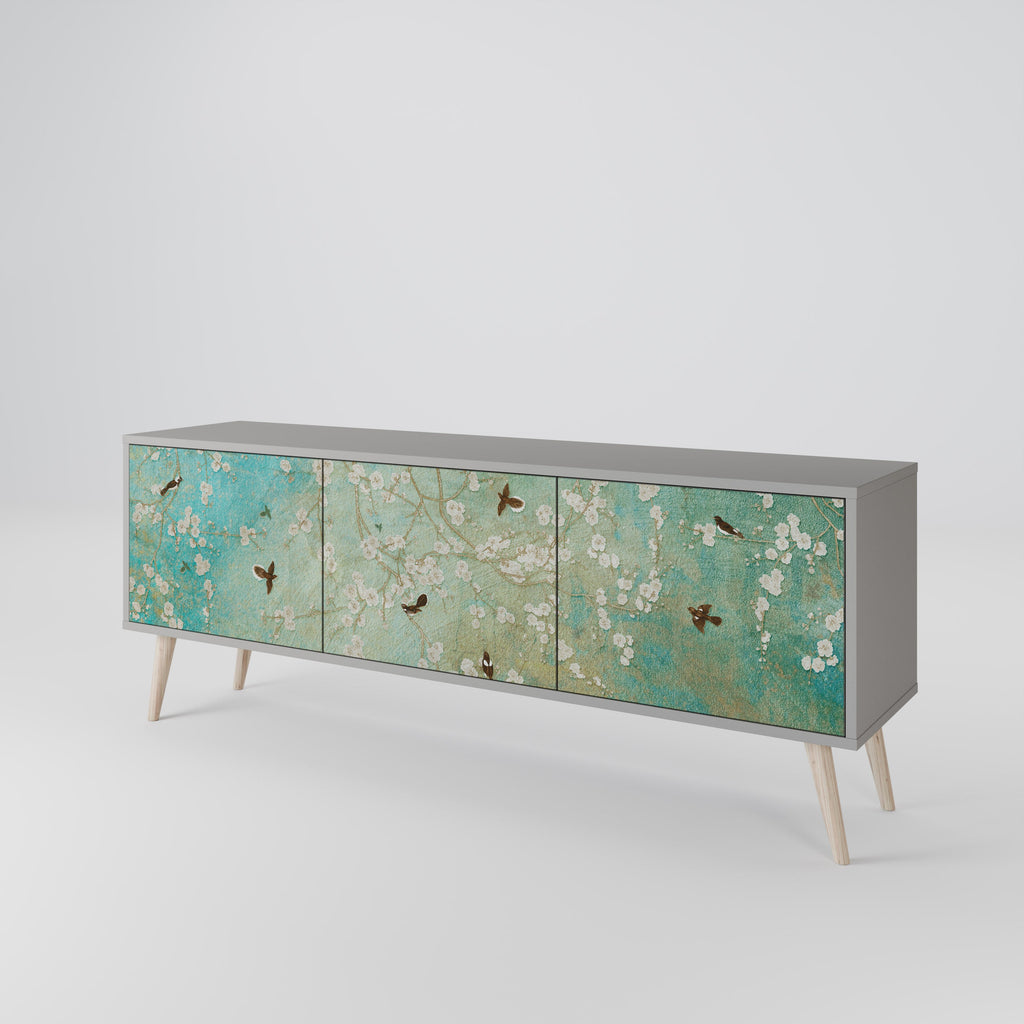 BLOOMING CHARM TV-Lowboard mit 3 Türen in Grau