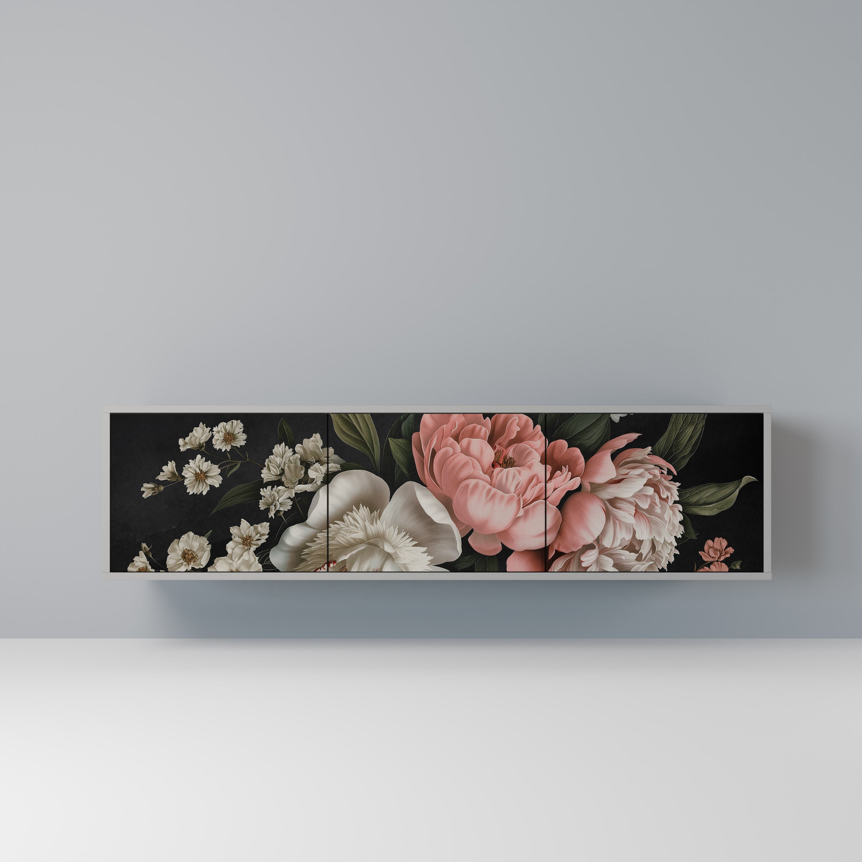 LUSH ELEGANCE TV-Lowboard mit 3 Türen in Grau