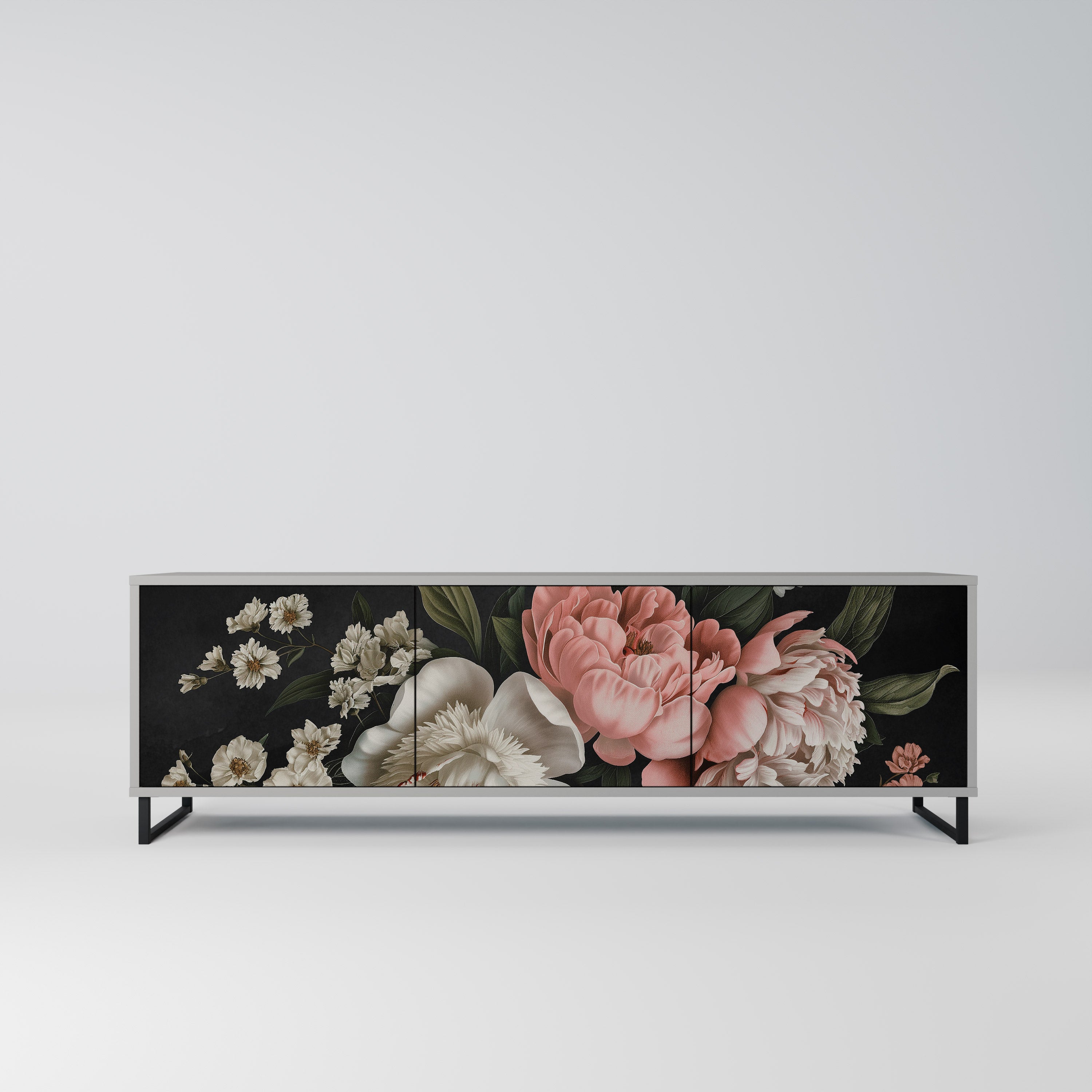 LUSH ELEGANCE TV-Lowboard mit 3 Türen in Grau