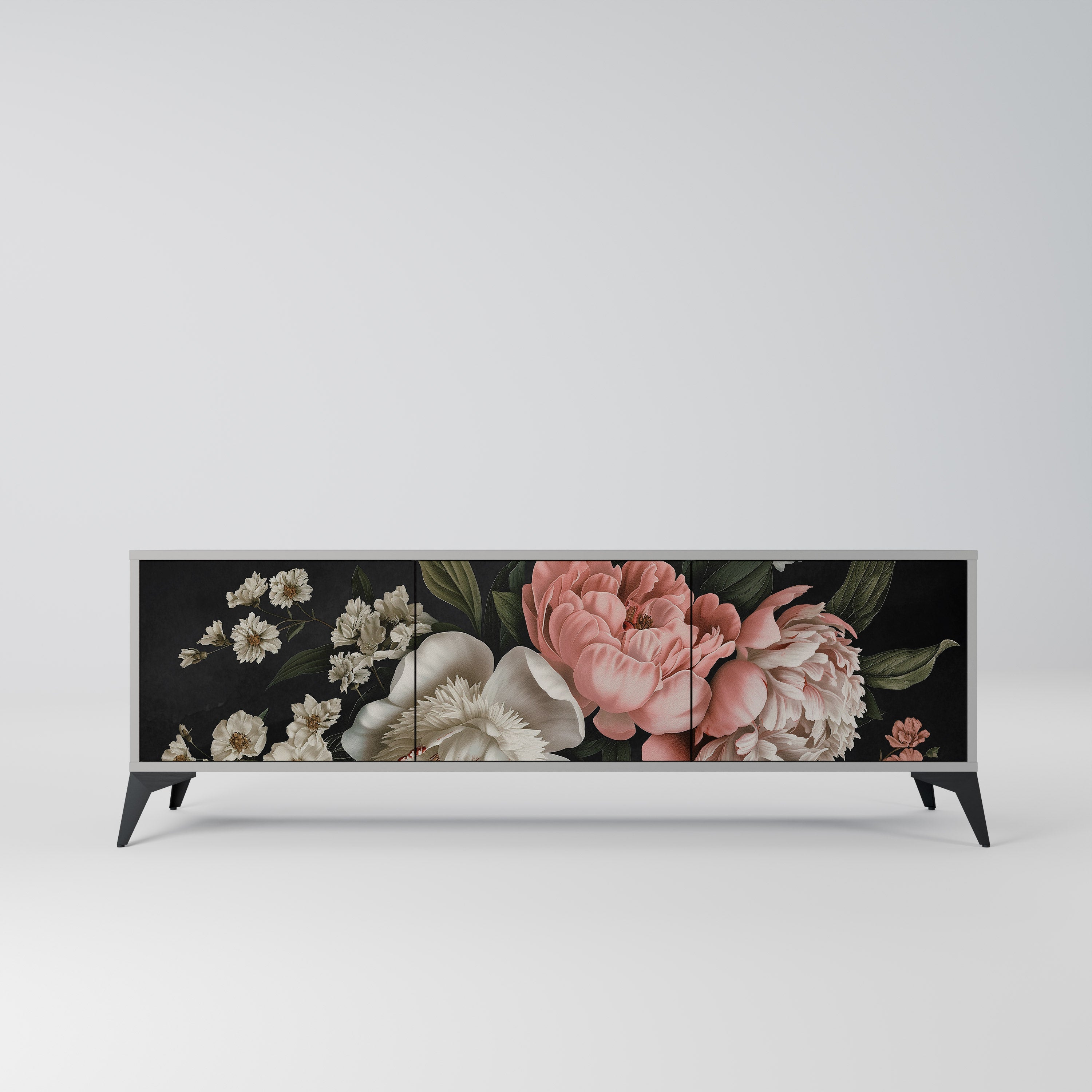 LUSH ELEGANCE TV-Lowboard mit 3 Türen in Grau