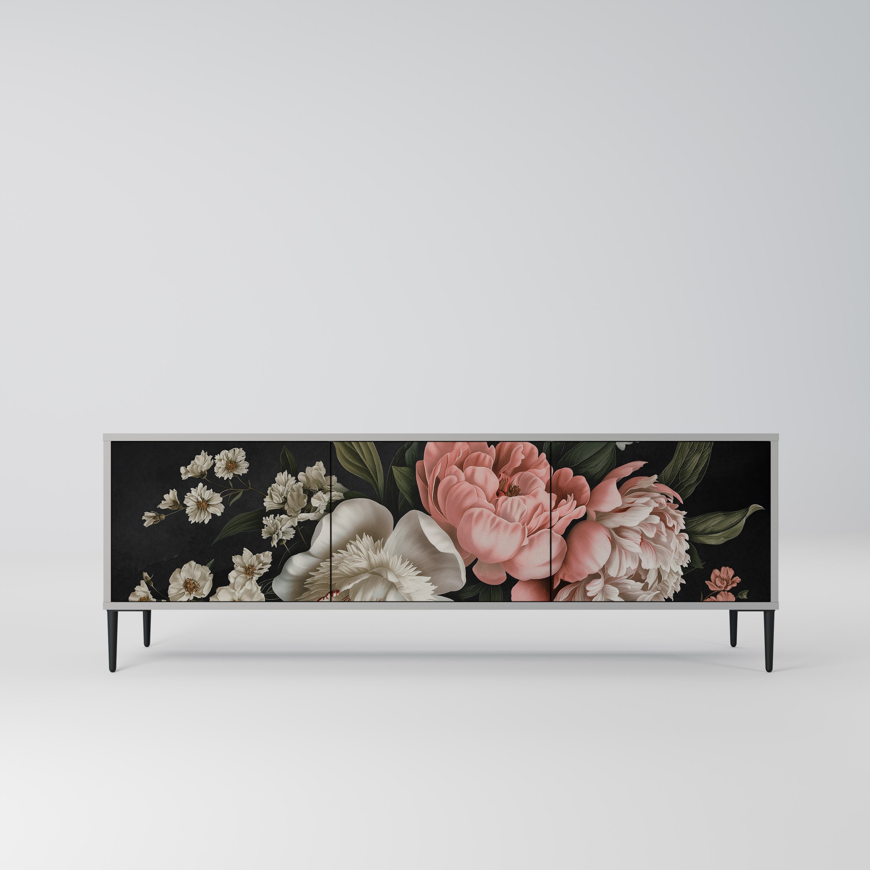 LUSH ELEGANCE TV-Lowboard mit 3 Türen in Grau