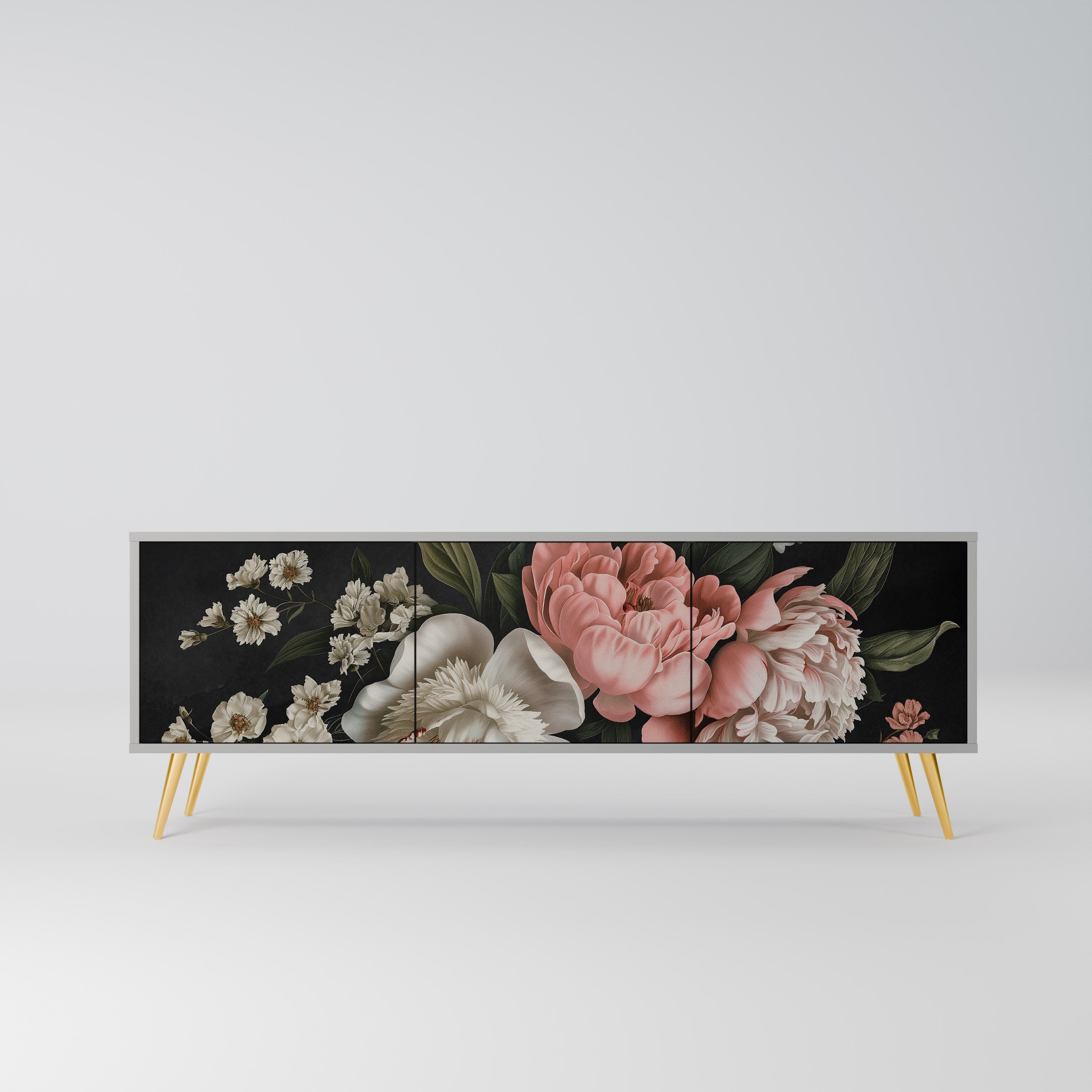 LUSH ELEGANCE TV-Lowboard mit 3 Türen in Grau