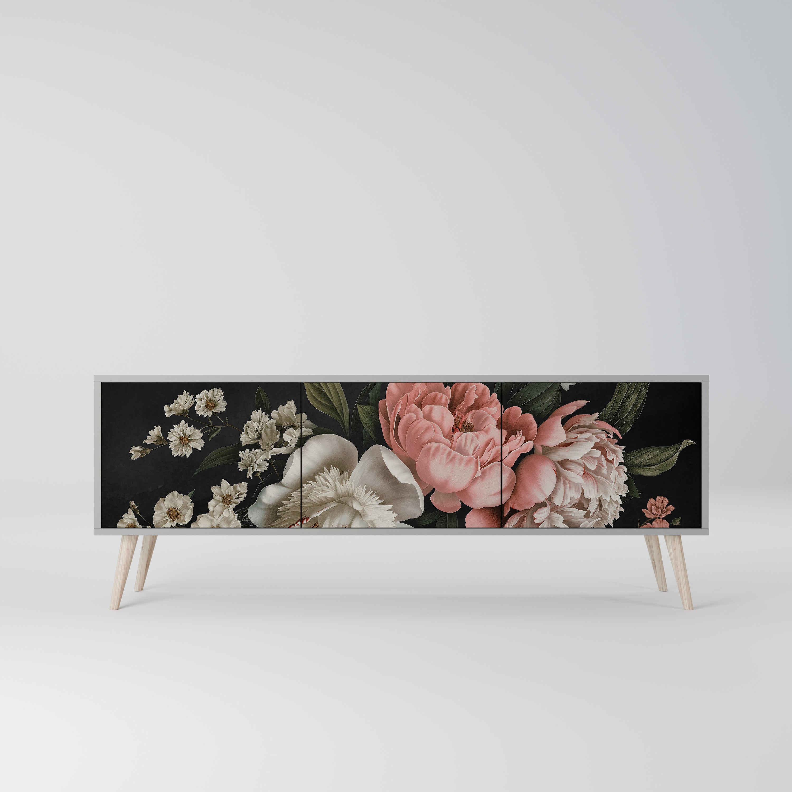 LUSH ELEGANCE TV-Lowboard mit 3 Türen in Grau