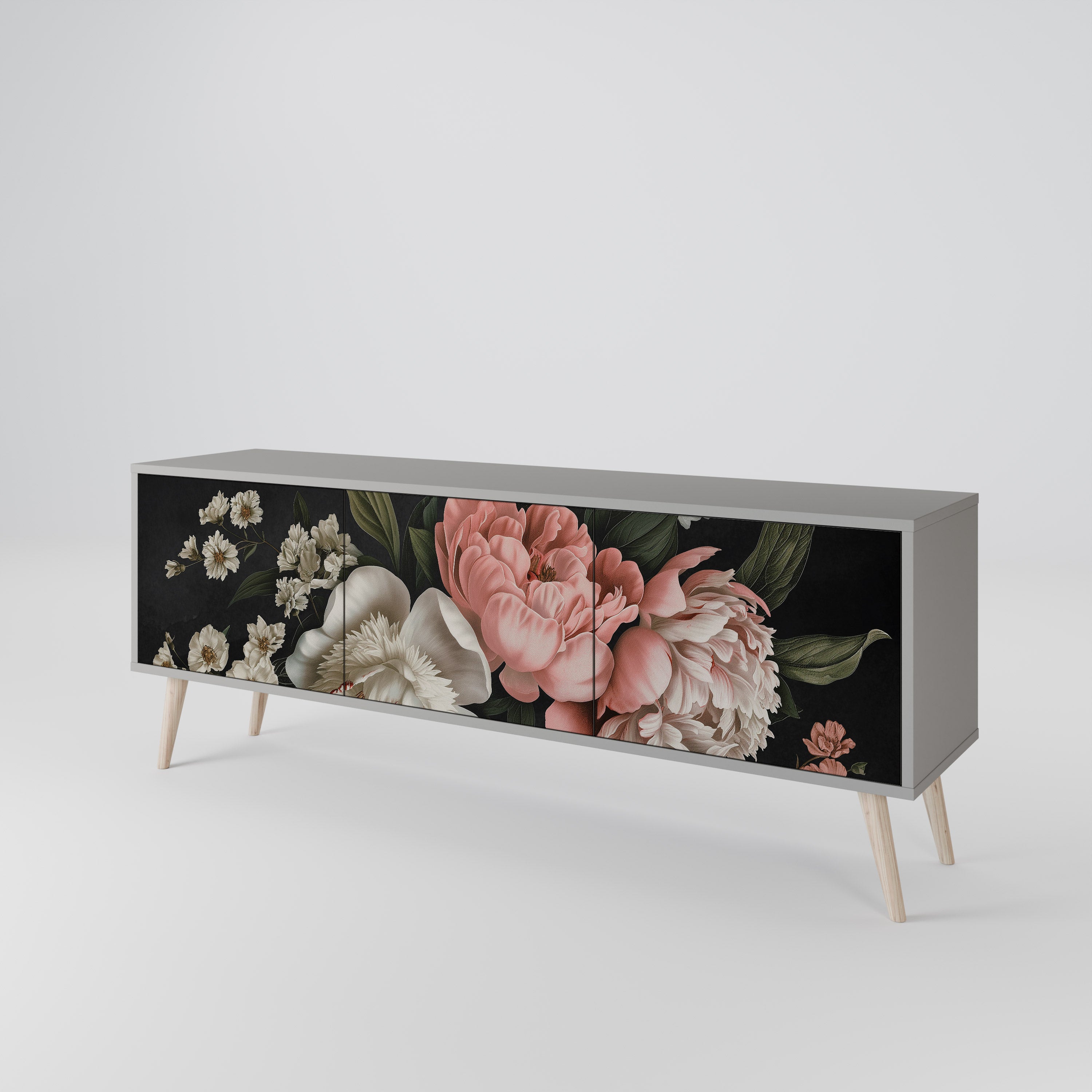 LUSH ELEGANCE TV-Lowboard mit 3 Türen in Grau