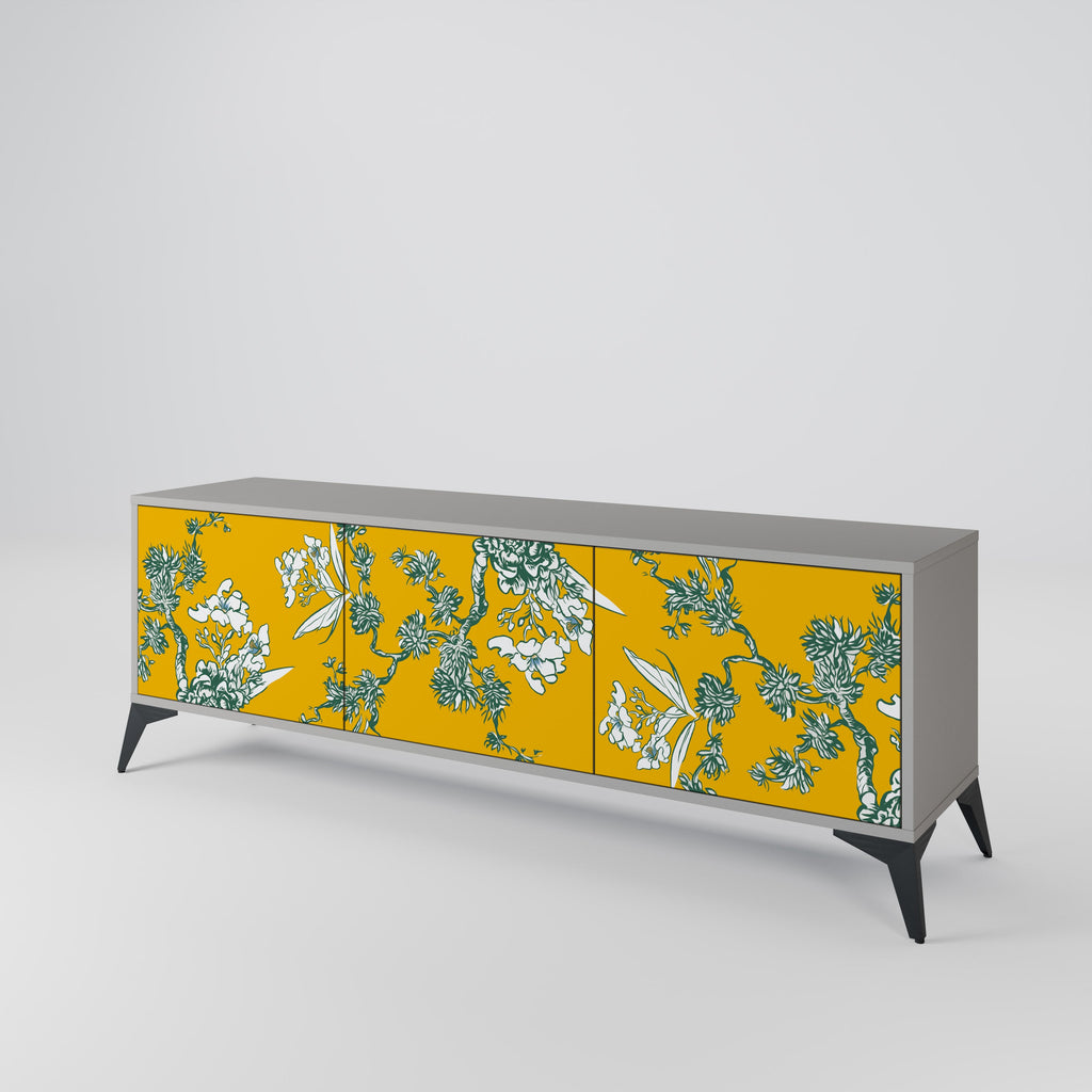 YELLOW CHINOISERIE TV-Lowboard mit 3 Türen in Grau