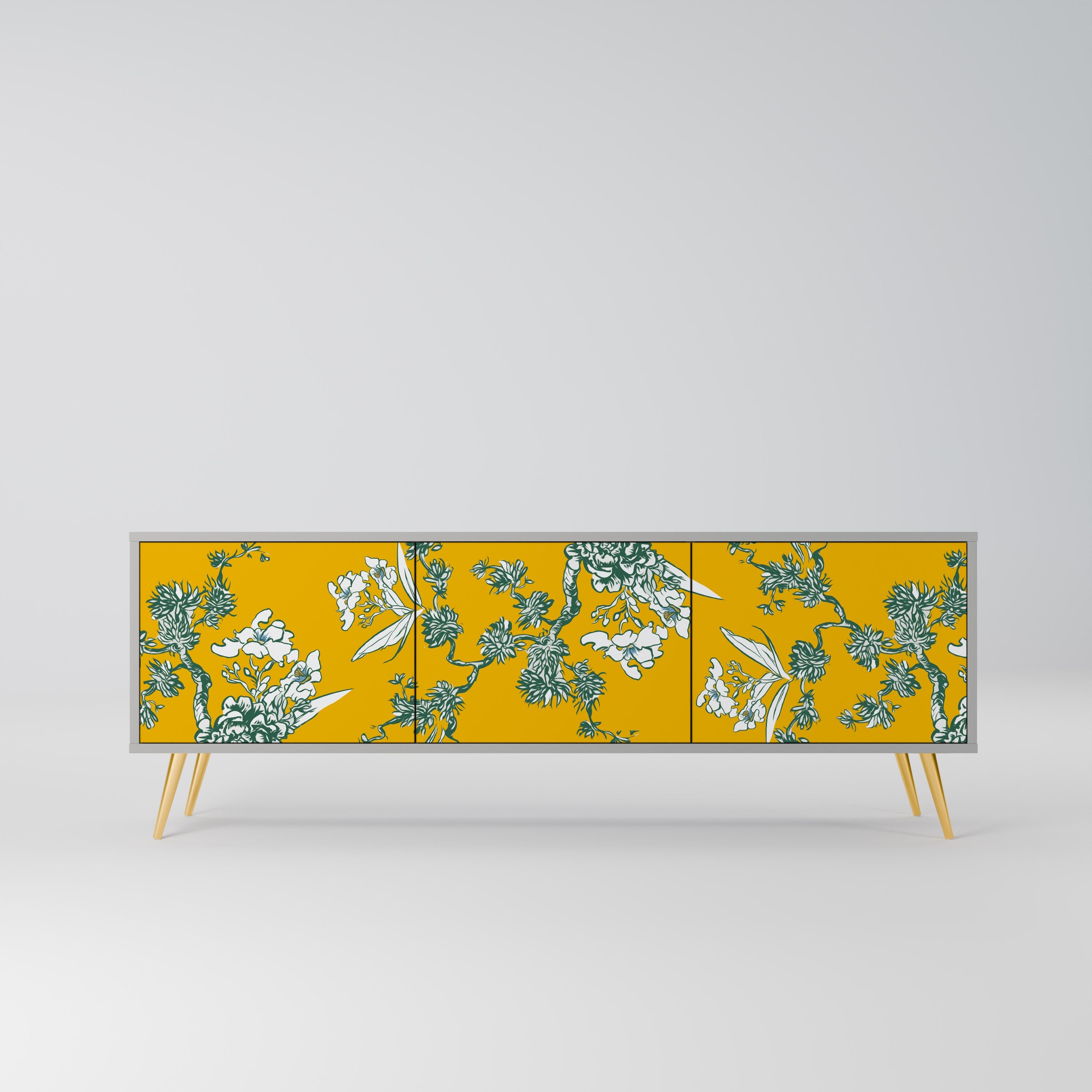 YELLOW CHINOISERIE TV-Lowboard mit 3 Türen in Grau