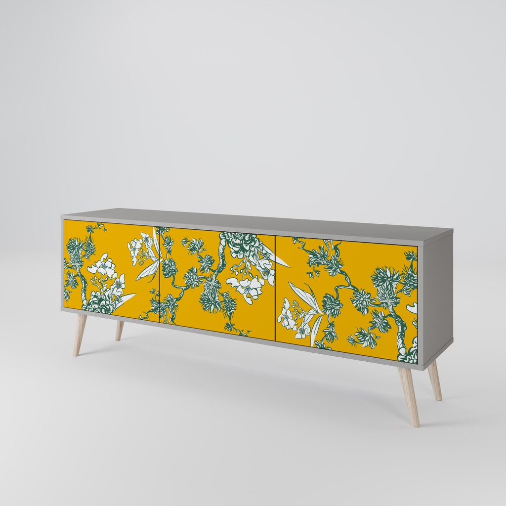 YELLOW CHINOISERIE TV-Lowboard mit 3 Türen in Grau