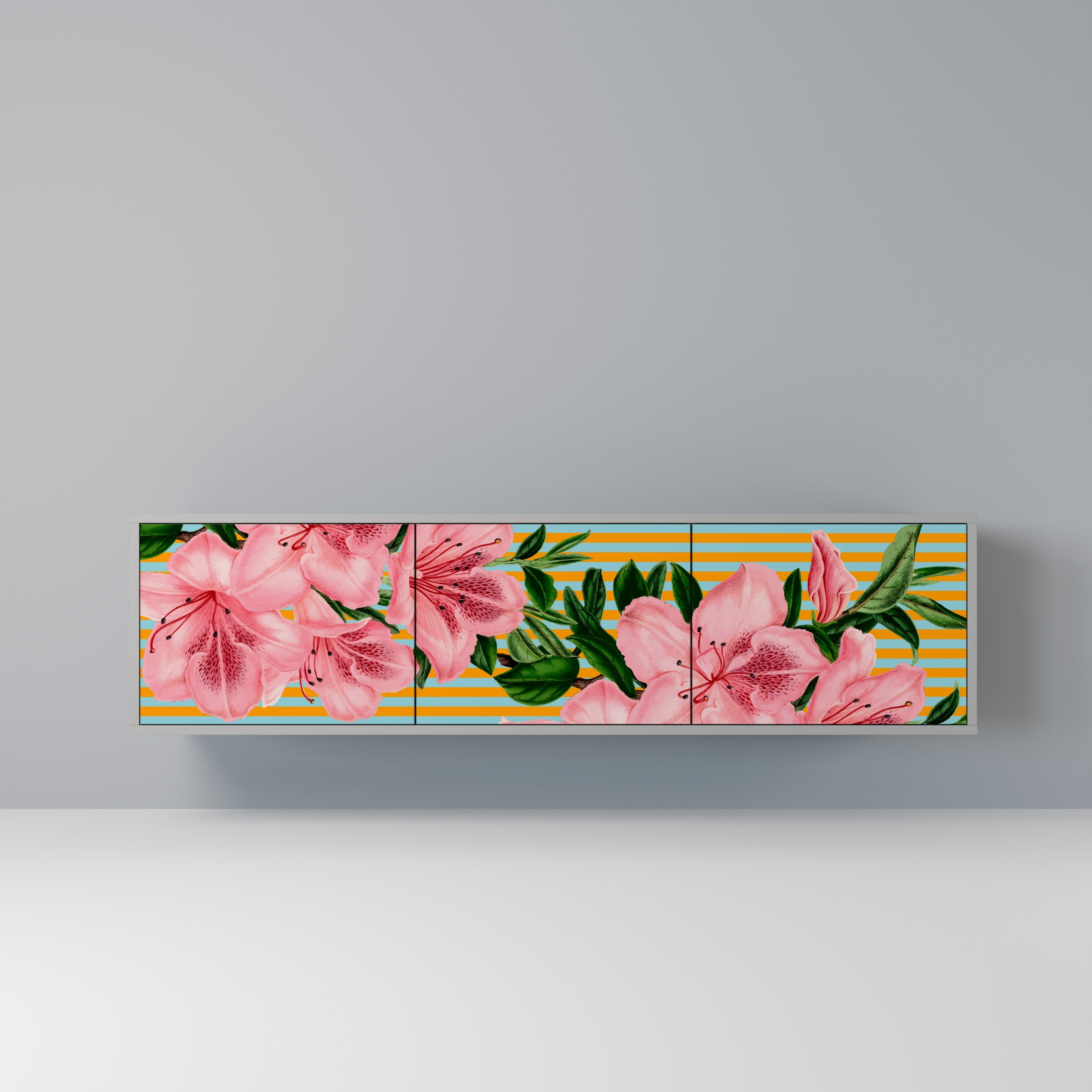 FRAGILE BEAUTY TV-Lowboard mit 3 Türen in Grau